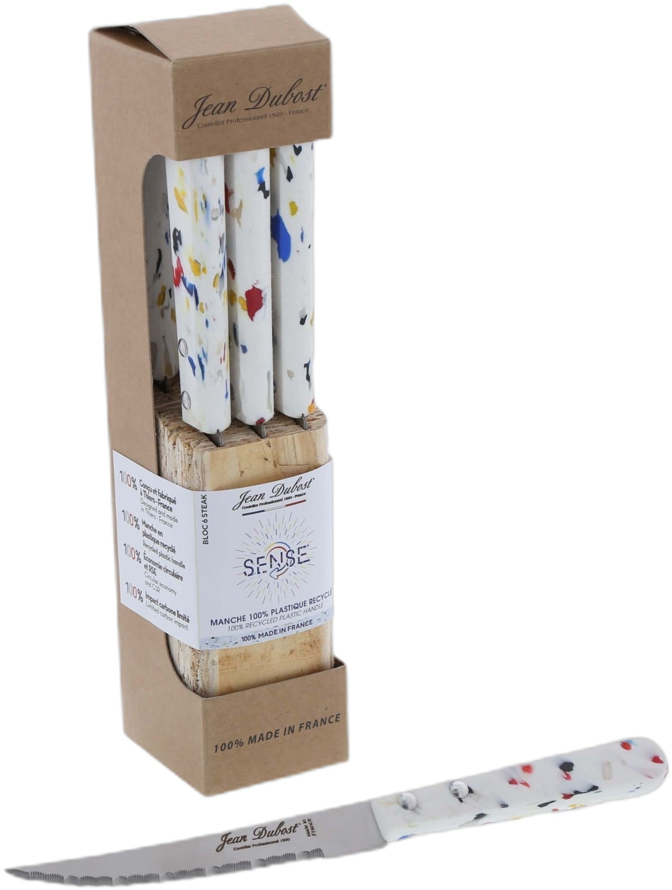 6 stk Steakknive Genanvendt Plastik Sense, Hvid