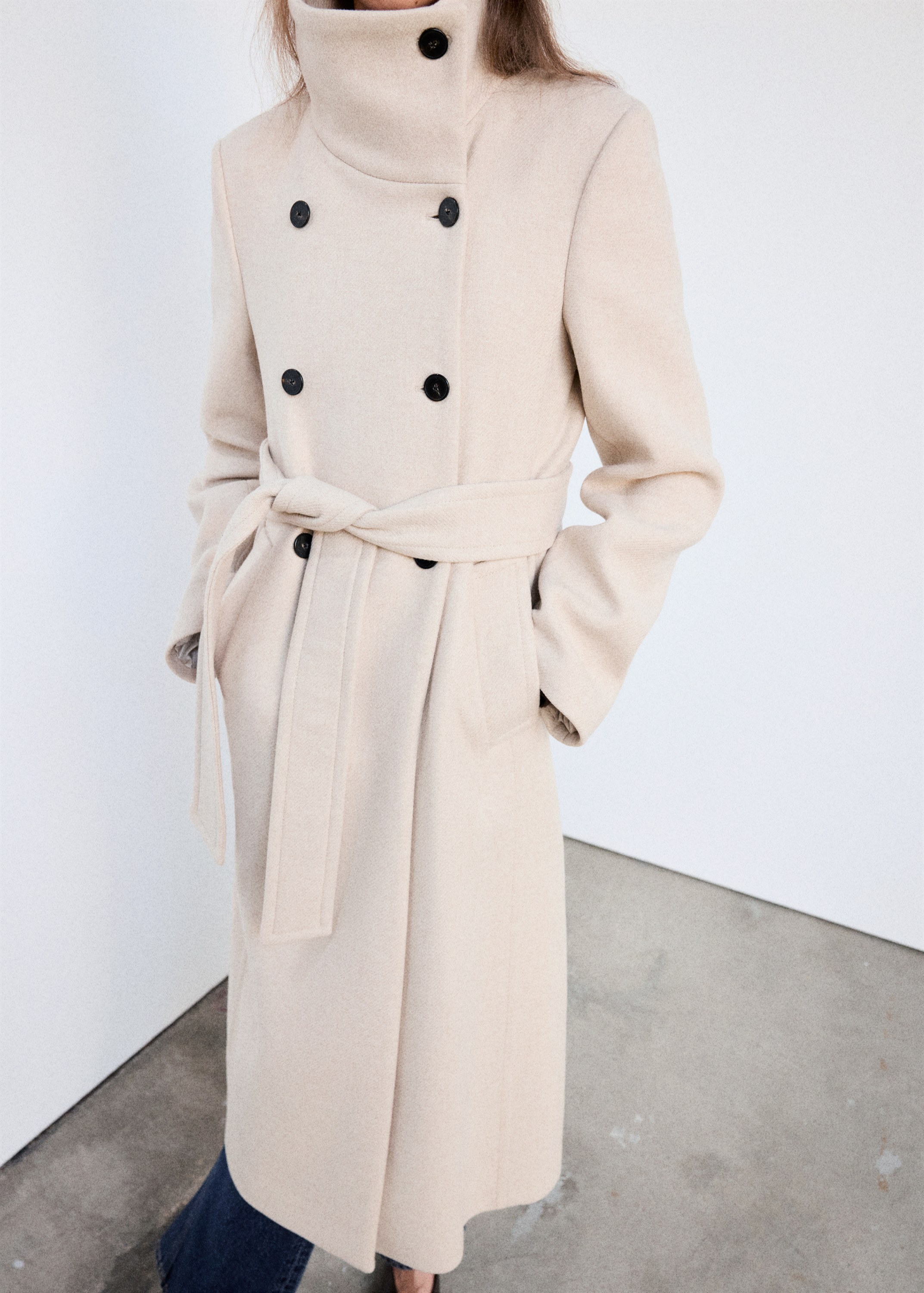Manteco Wool Coat With Funnel Neck