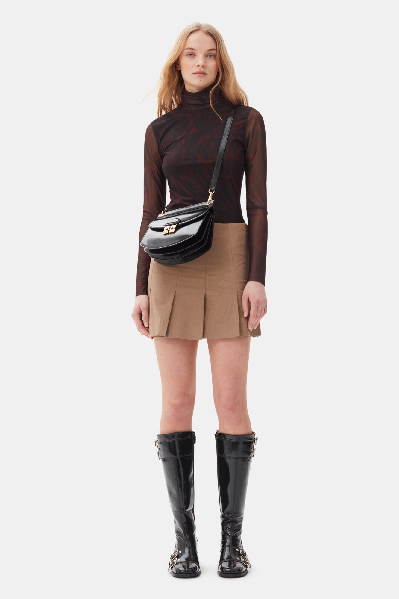 Drapey Melange Mini Skirt