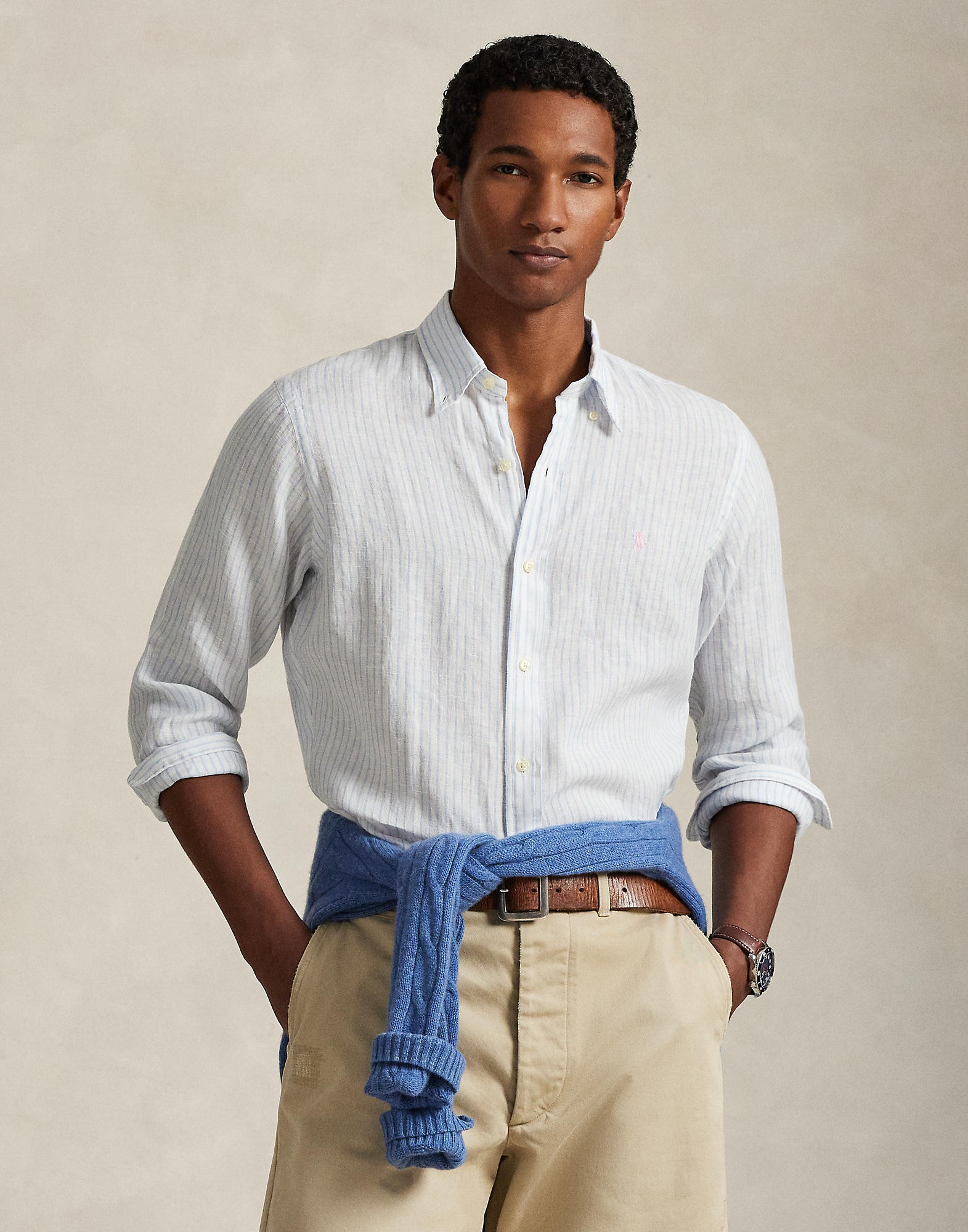 Custom Fit Striped Linen Shirt