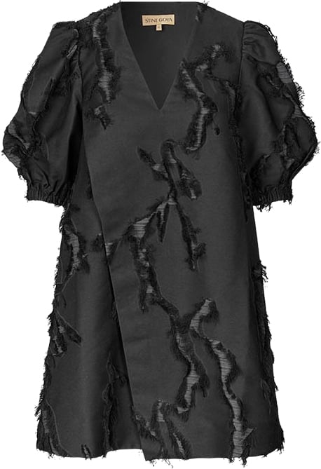 Puffy Sleeves Mini Dress, 2253 Fil Coupe Twill