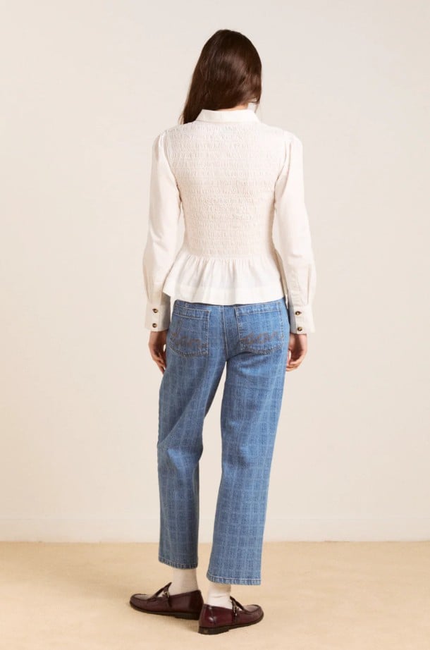 Hazel Shirred Shirt White