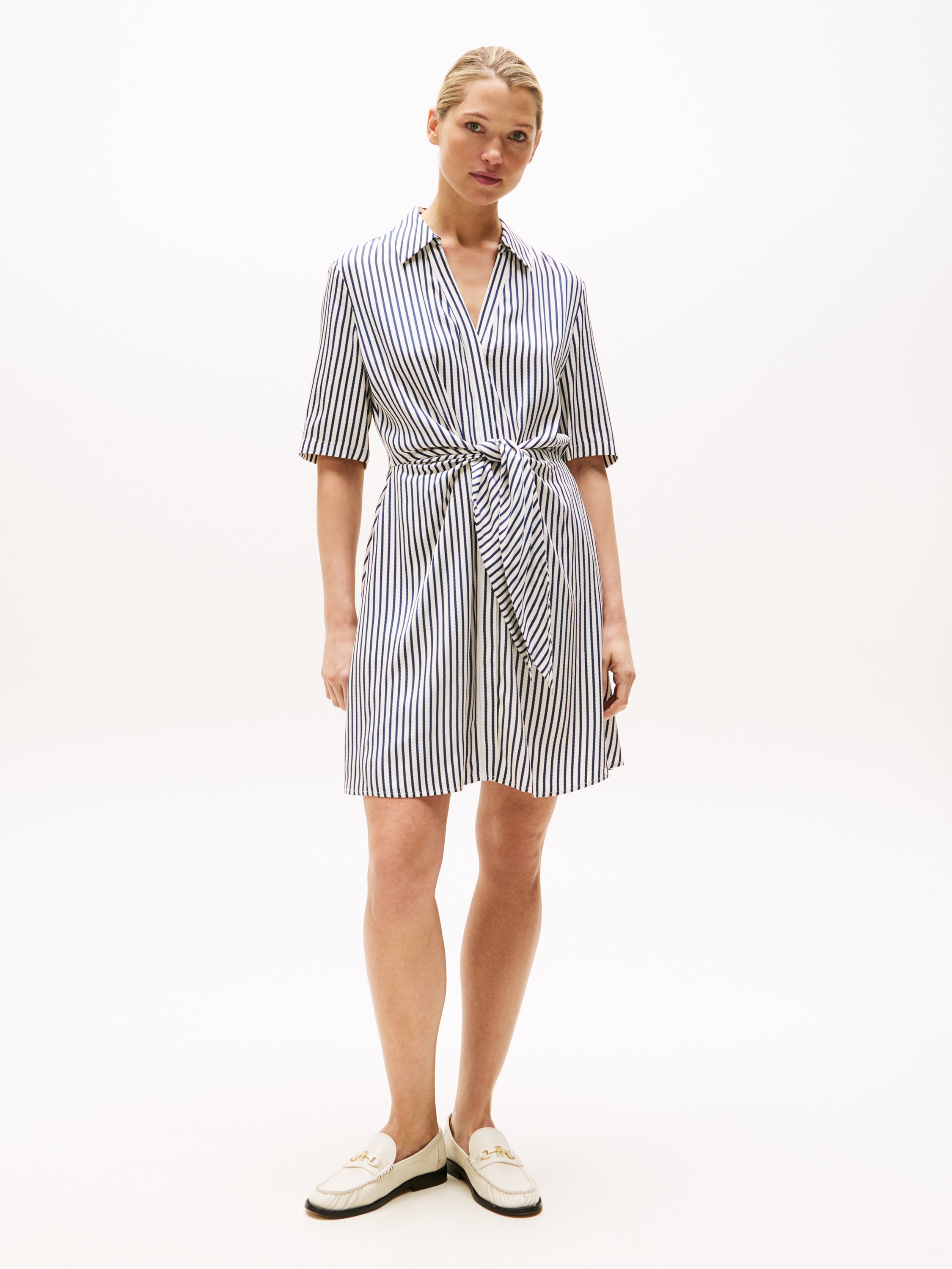 VIS Twill S/S Knot Short Dress