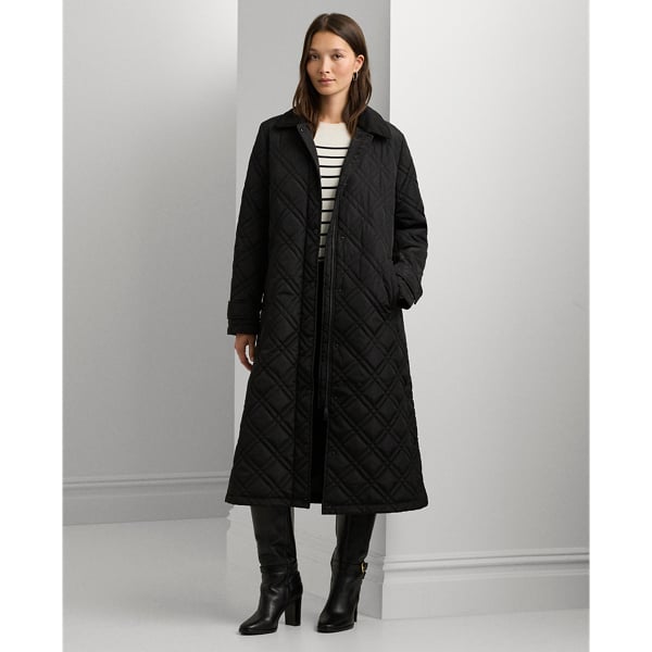 Corduroytrim Diamond Quilted Maxi Coat