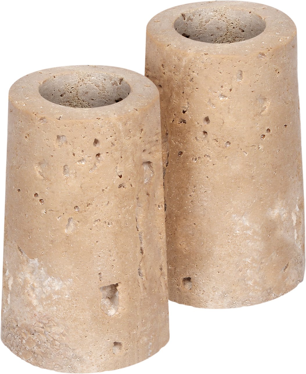 Travetine Candleholder Taper, M, Desert Beige, 2pack, 3,5x6