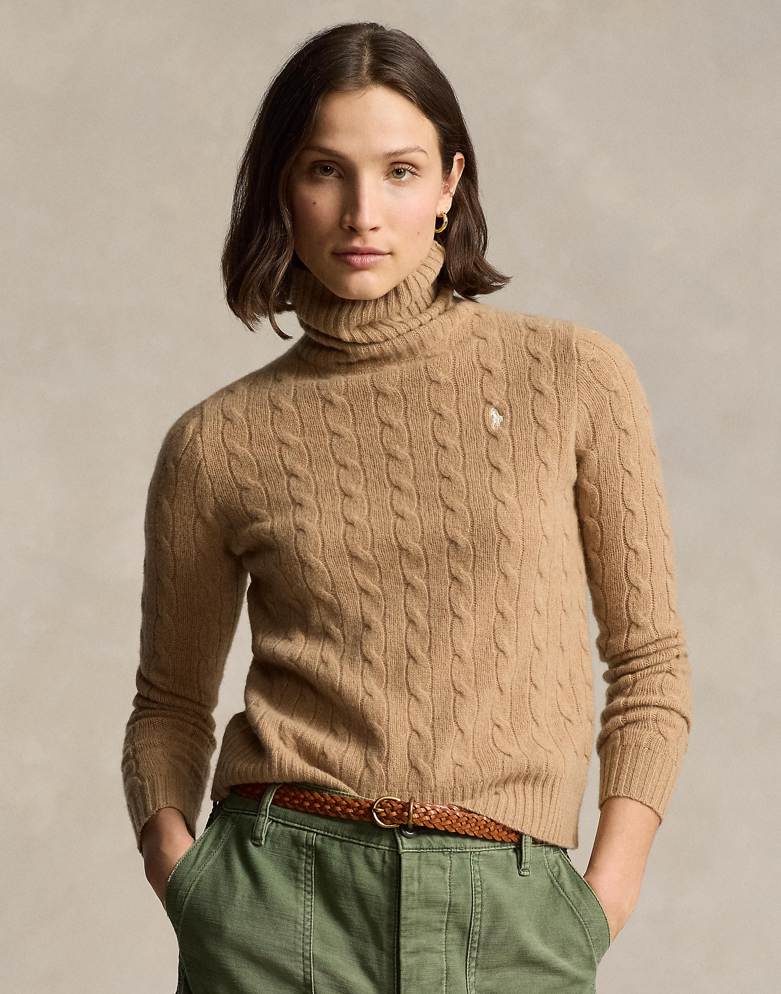Woolcashmere Cable Turtleneck Sweater