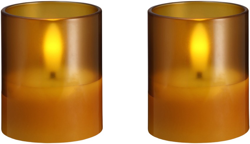 Moods & More LED Glass Candle, Hurricane, Honey Mustard, 2 - Køb til DKK 199 - Spar 0%