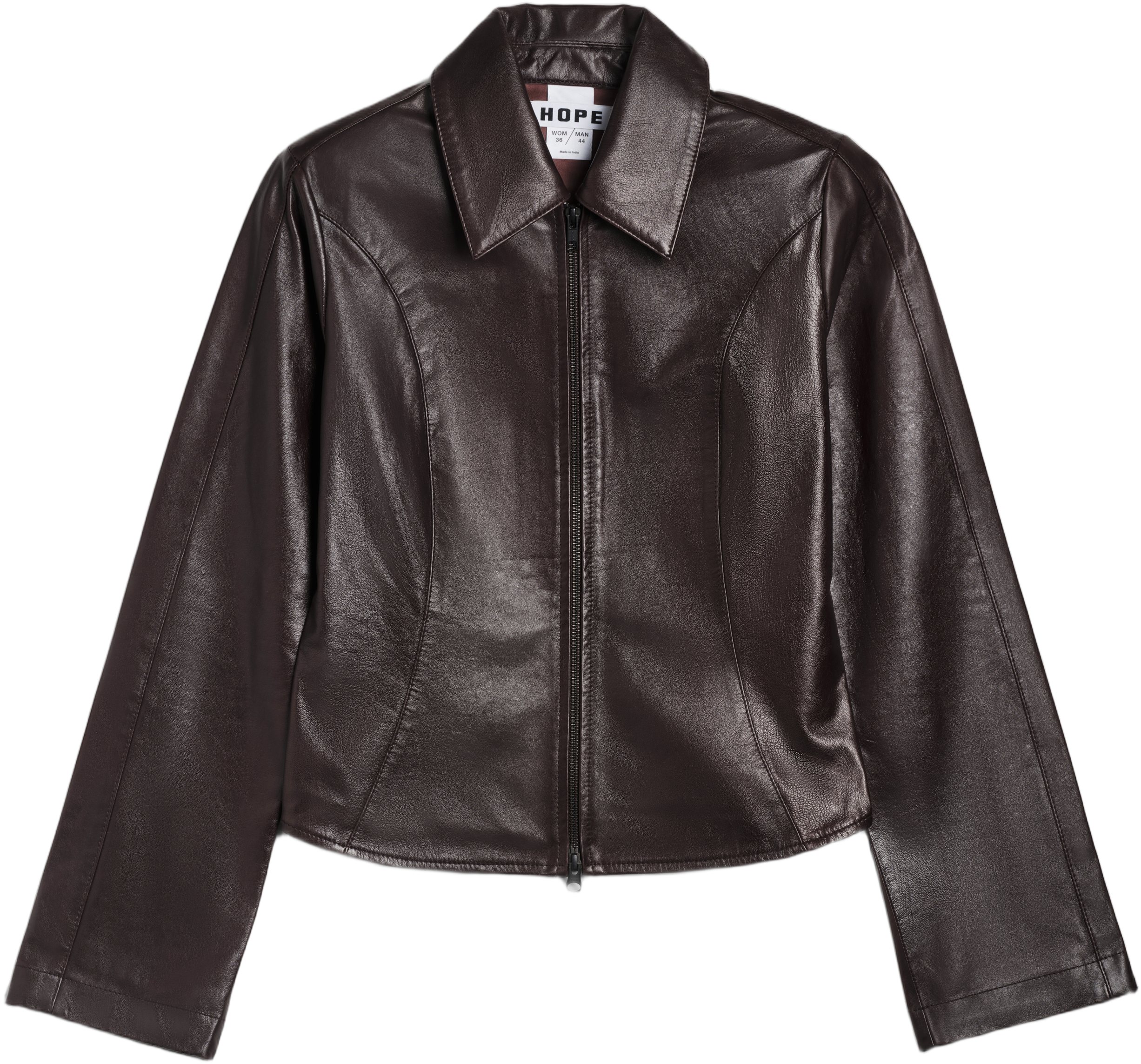 Sweep Leather Shirt Red Wine Leather36