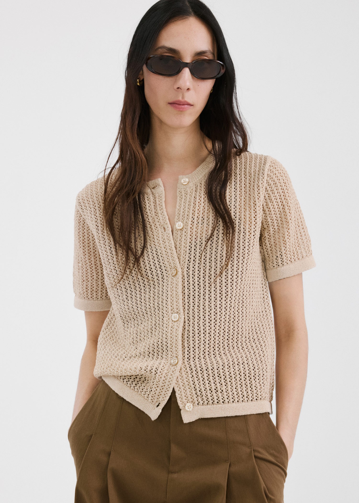 Shortsleeved Openwork Knitted Card
