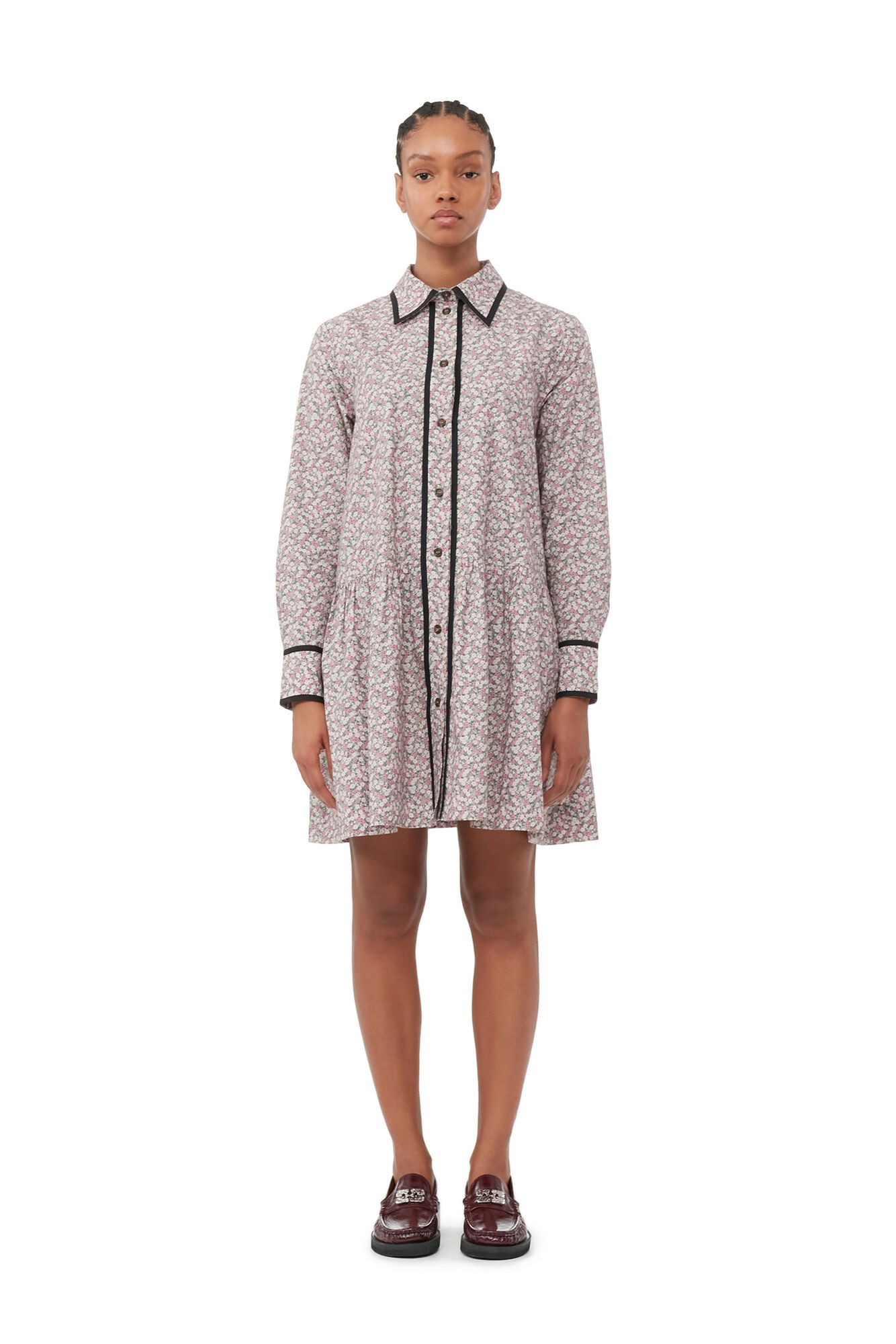 Printed Cotton Mini Shirt Dress
