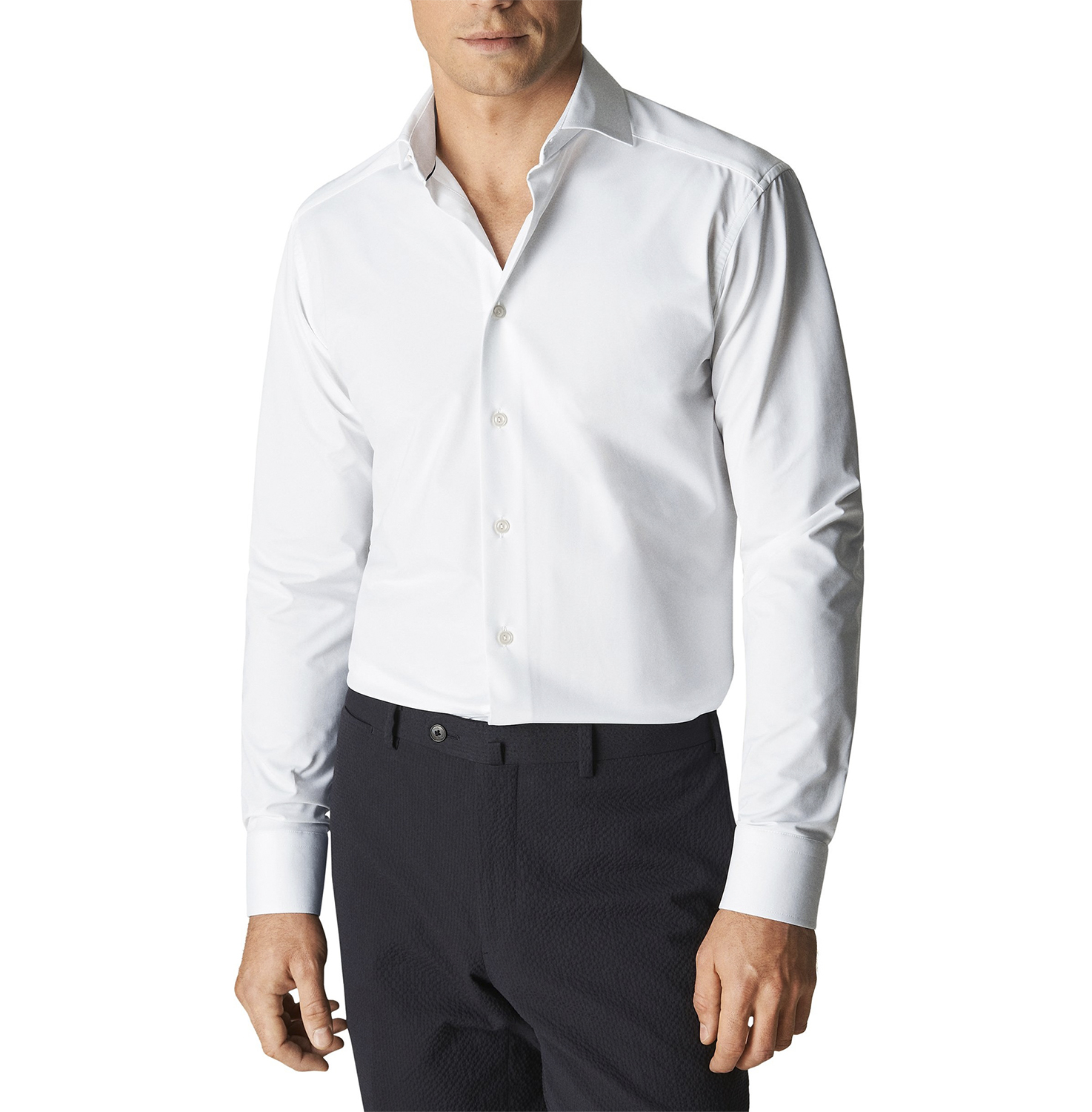 White Fourway Stretch Shirt Contemporary Fit