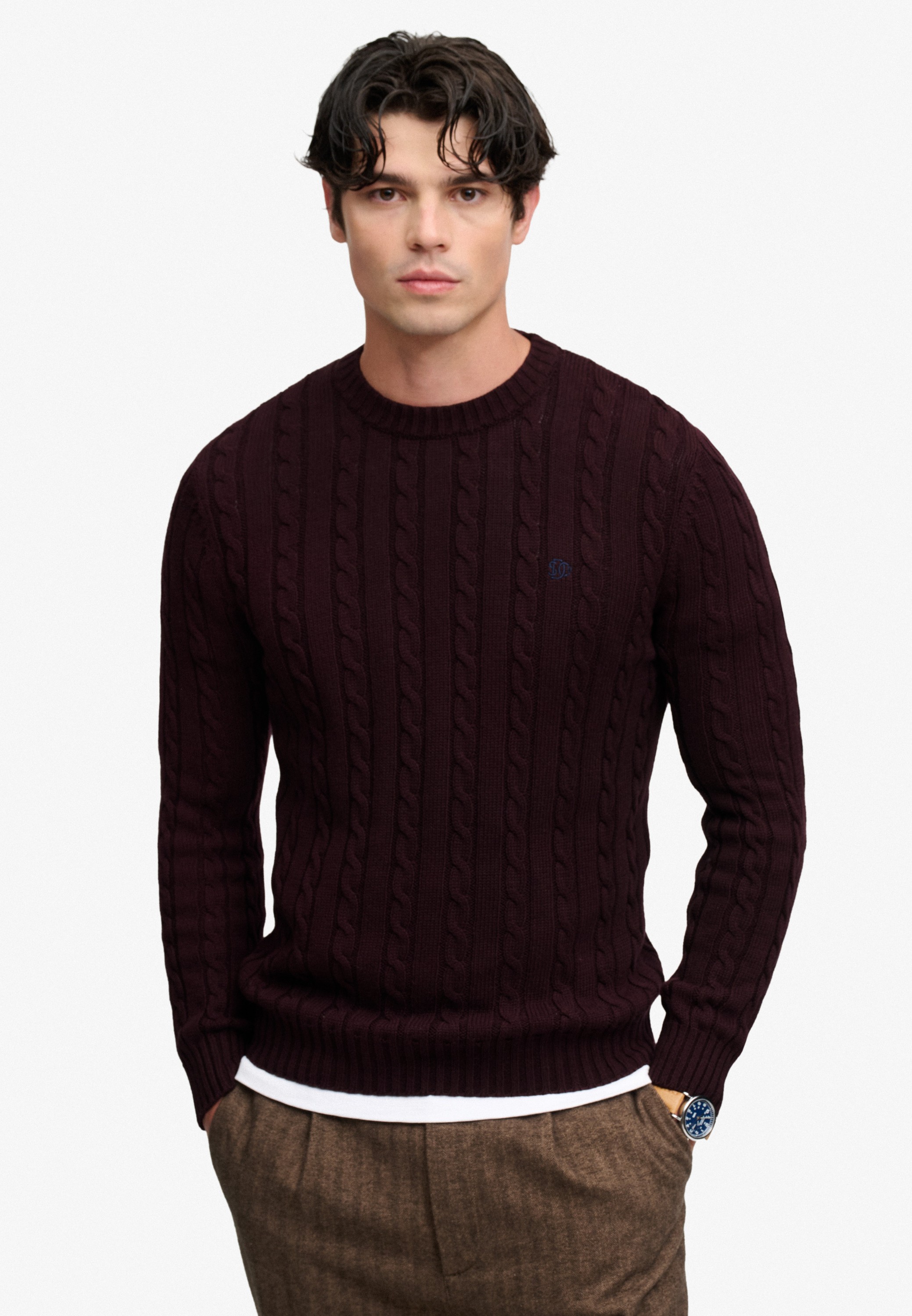 Cotton Cable Knit Crew