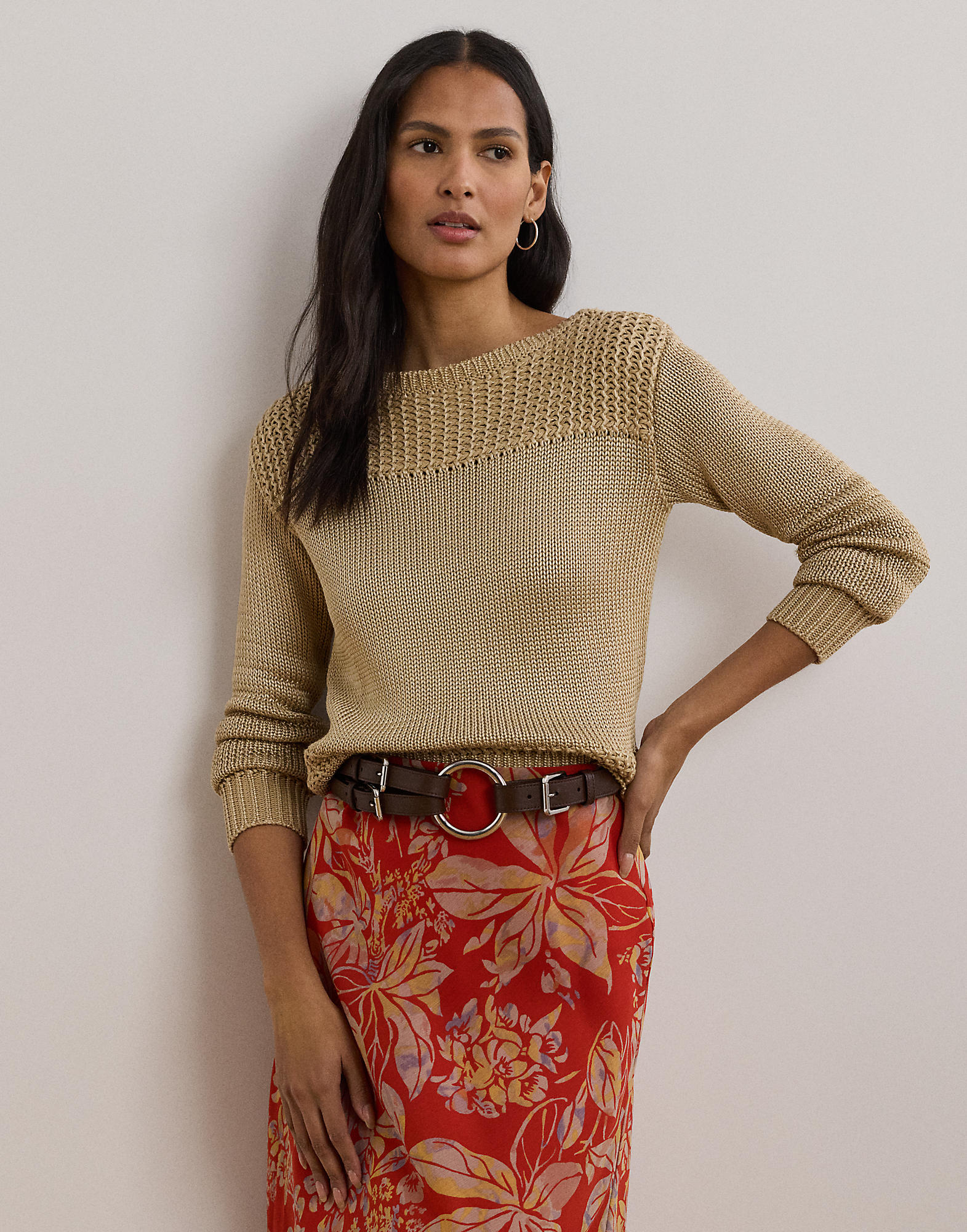 Cottonblend Boatneck Sweater