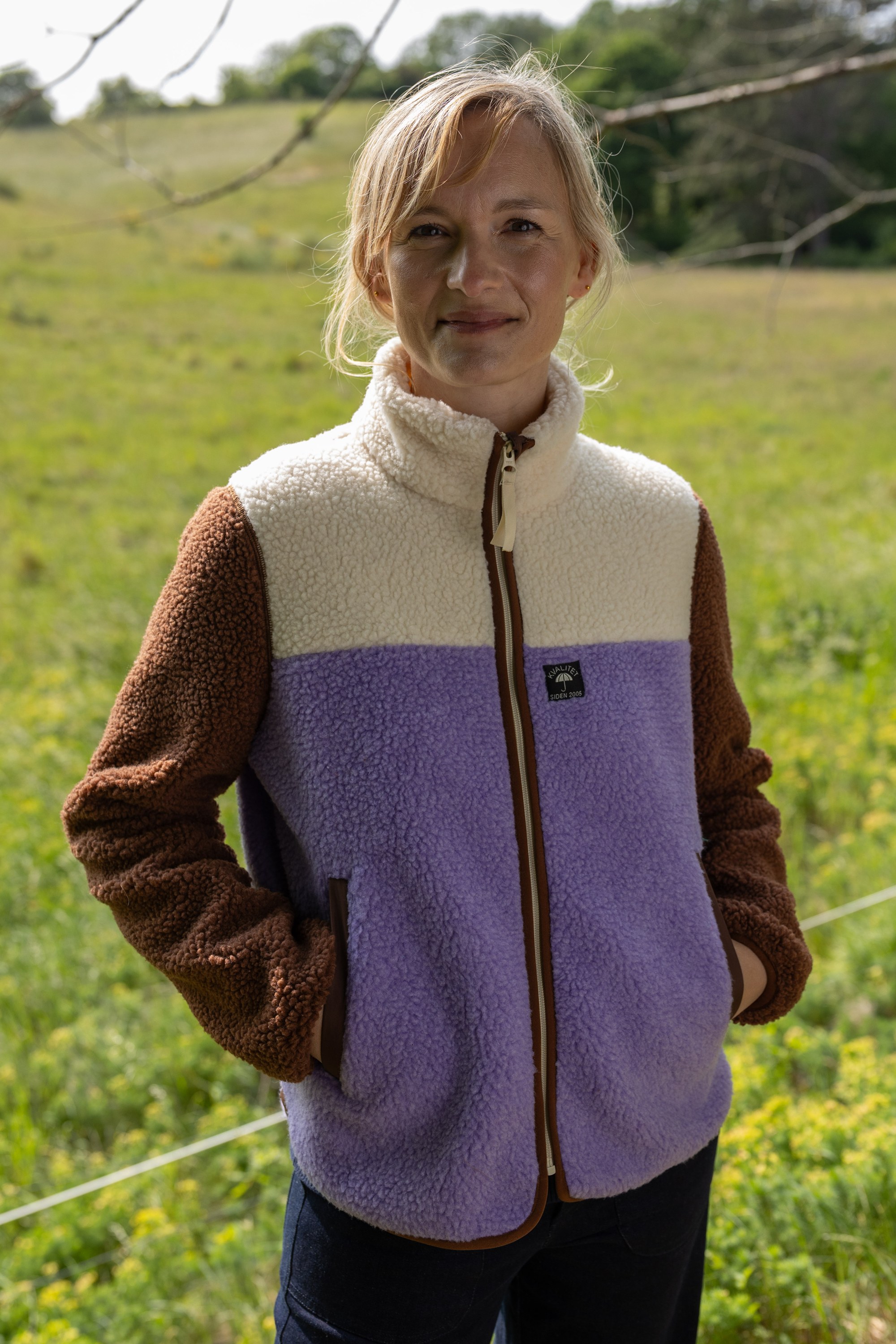 Danebirk Fleece Zipup Light Lilac/light Beige/dark Wine