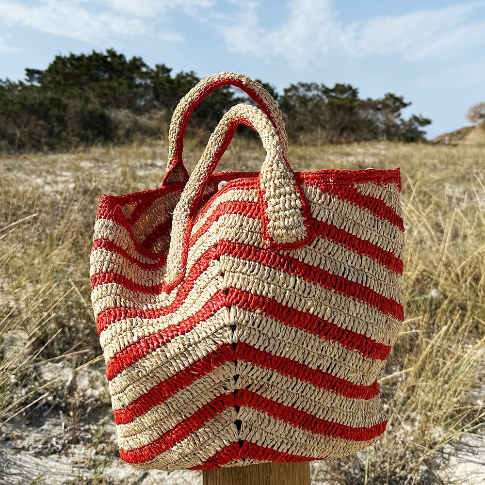Cavone Striped Raffia Tote