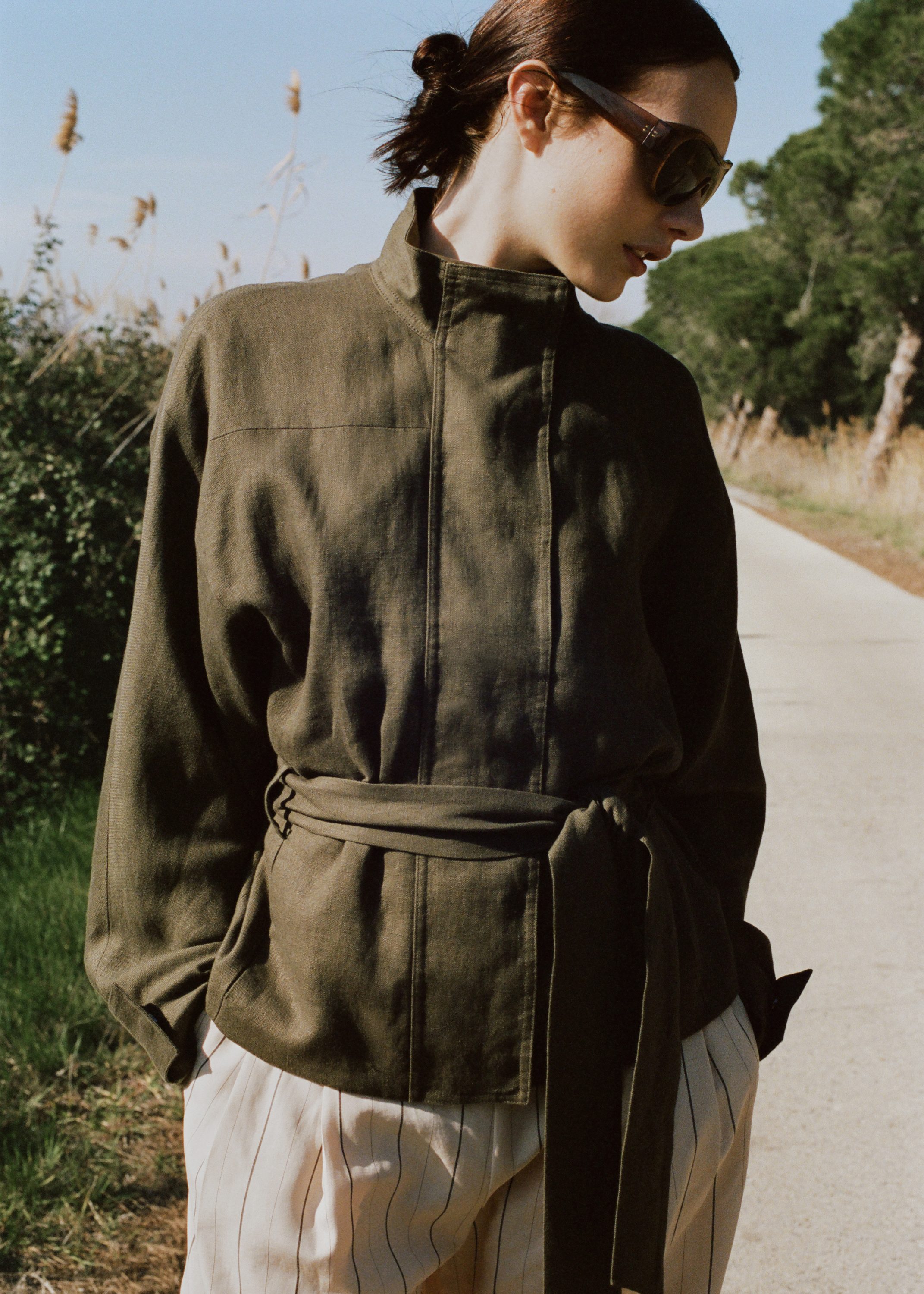 Linen Jacket With Belt - Køb til DKK 719 - Spar 28%