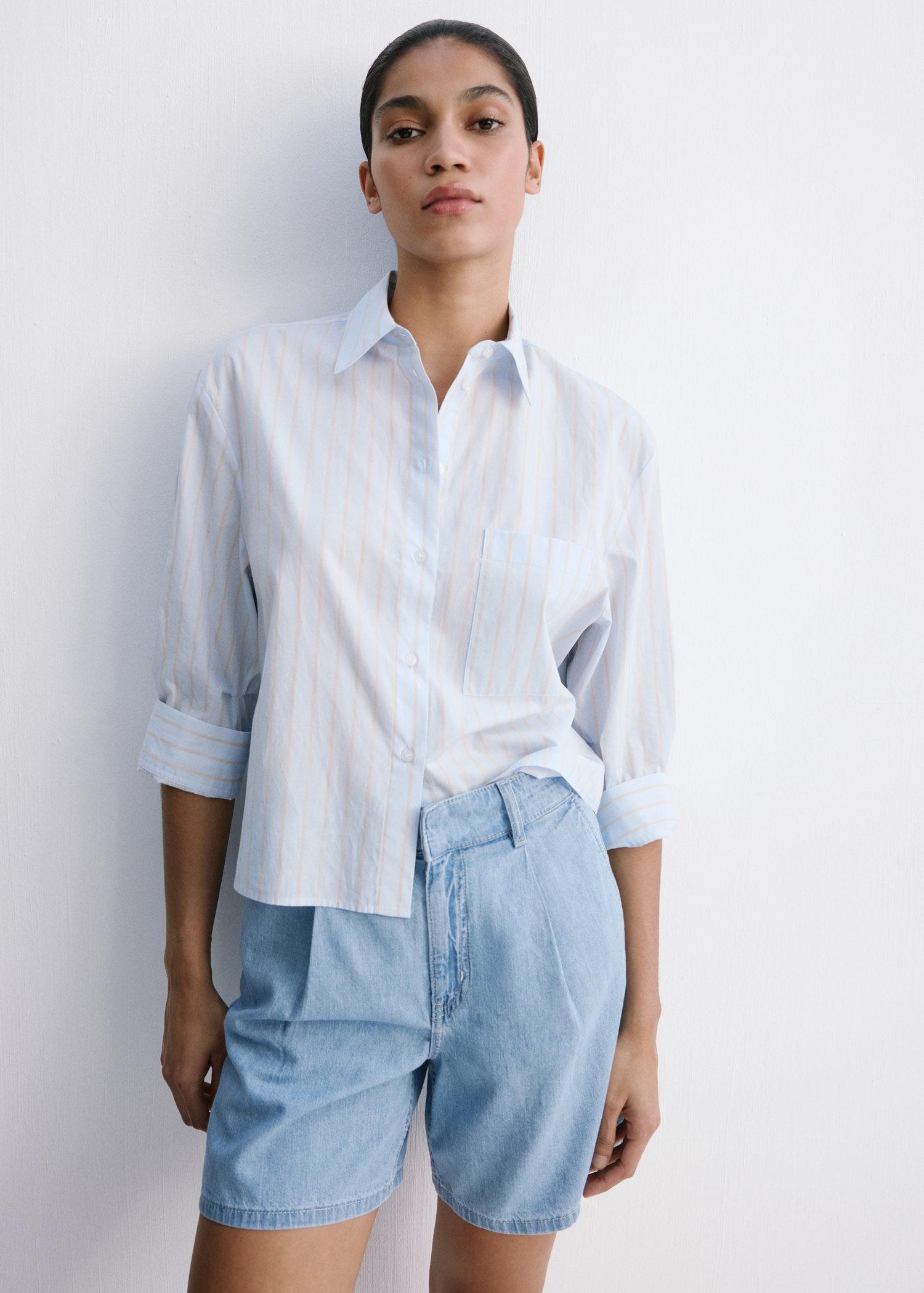 Midrise Denim Bermuda Shorts With