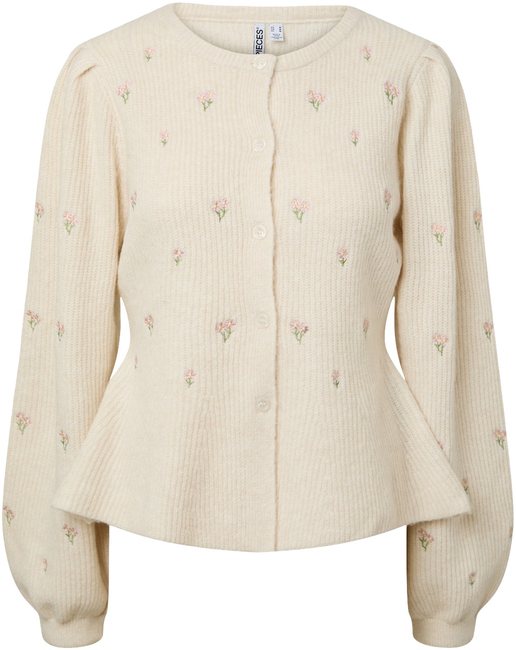 Pcsilly LS Puff Knit Cardigan EMB B