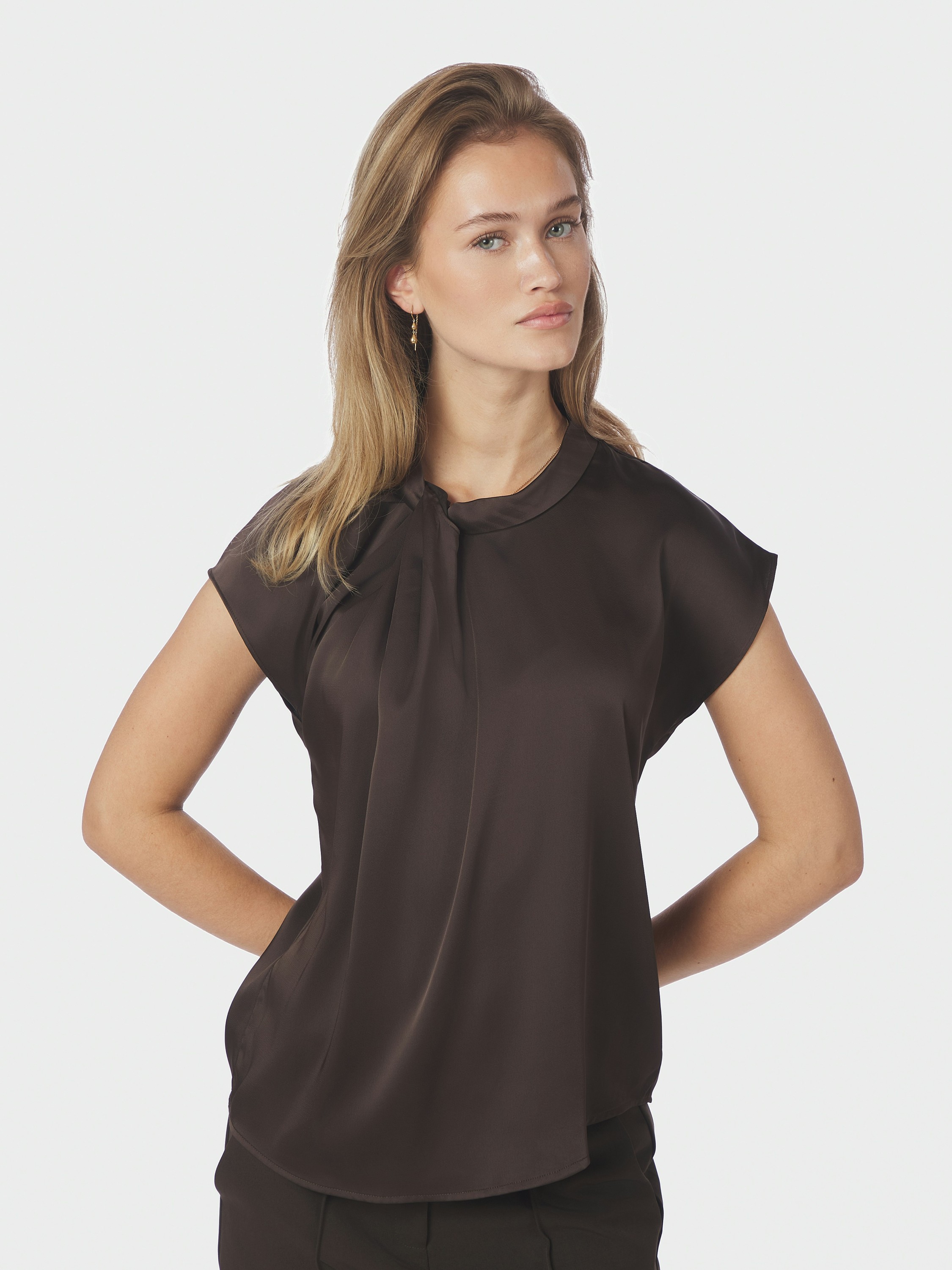 Fleur Drapy Satin Blouse