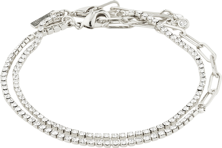 Rowan Crystal Bracelet, 2in-1, Silver-plated