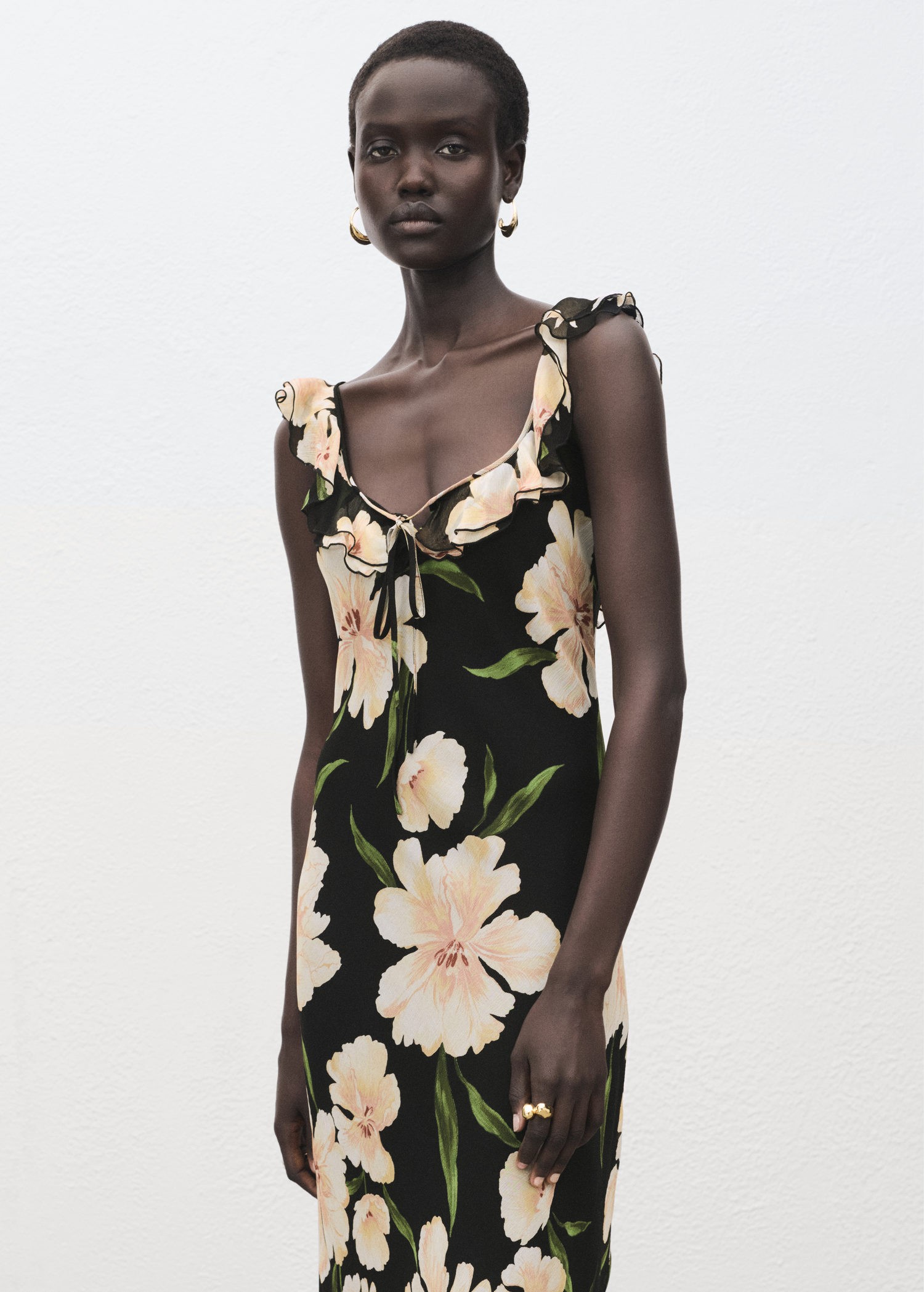 Floralprint Dress With Ruffle Deta