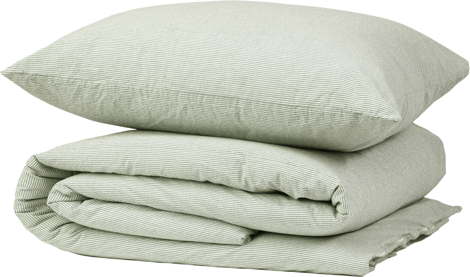 Stripe Washed Percale Green/white