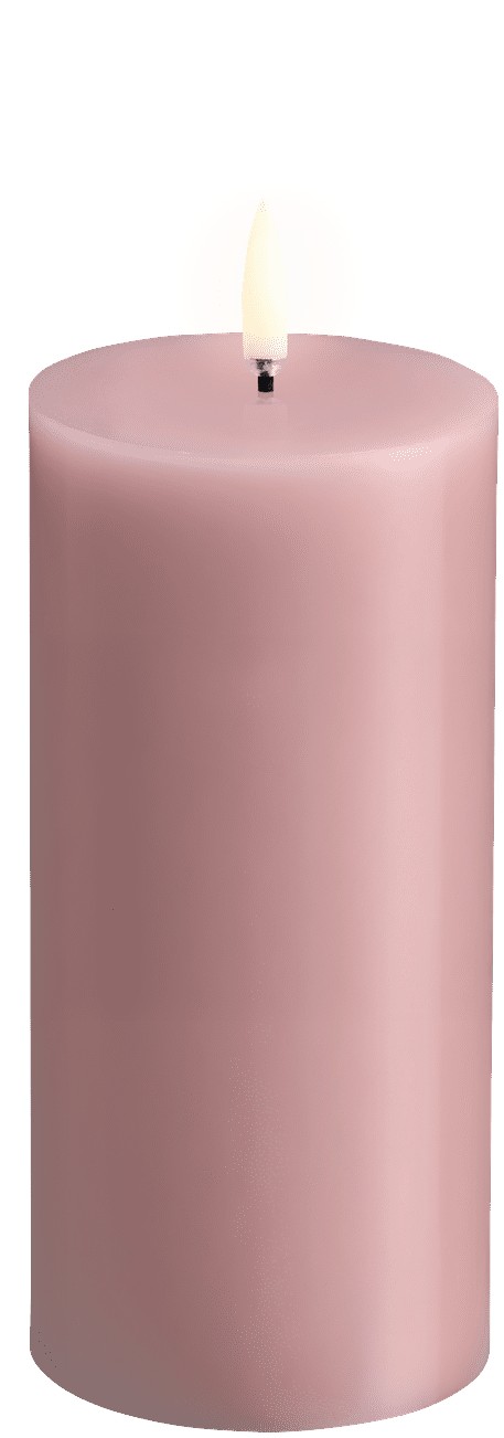 LED Pillar Candle, Rose Powder, Smooth, 7,8×15 cm