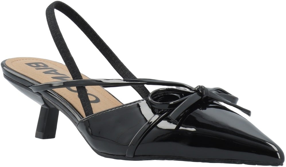 Biakristin Kitten Heel Bow Slingback Faux Leather