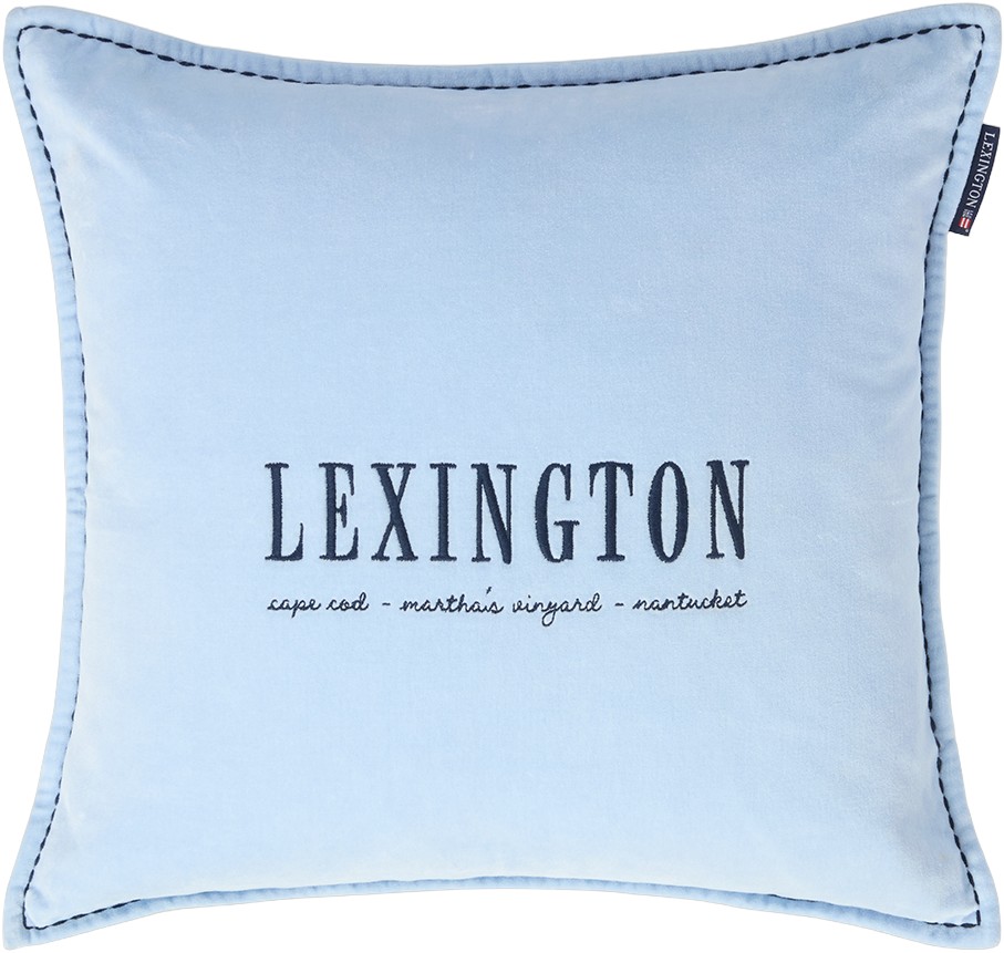 Blue Logo Organic Cotton Velvet Pillow Cover