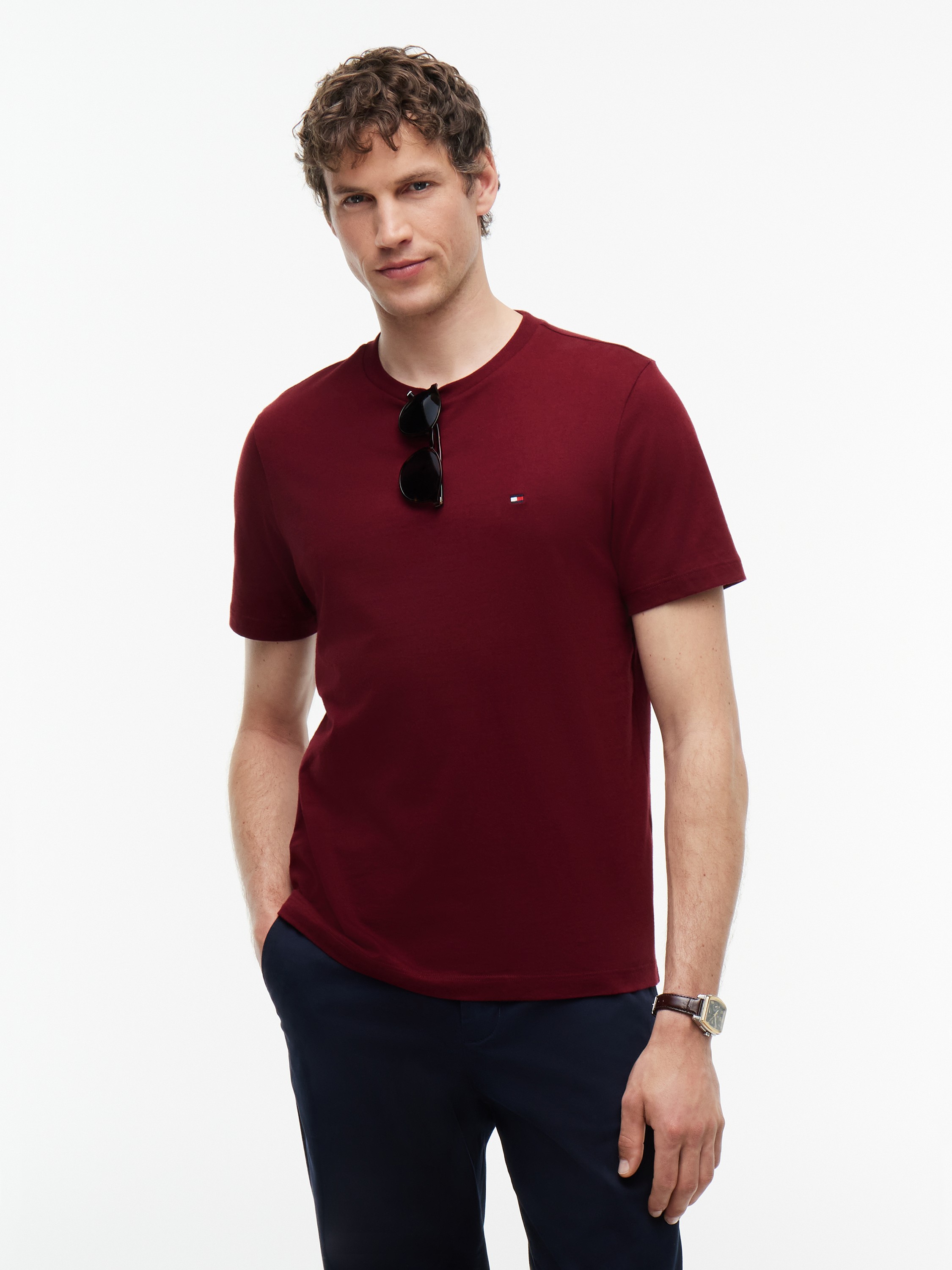 Flag Embroidery Crew Neck Tshirt