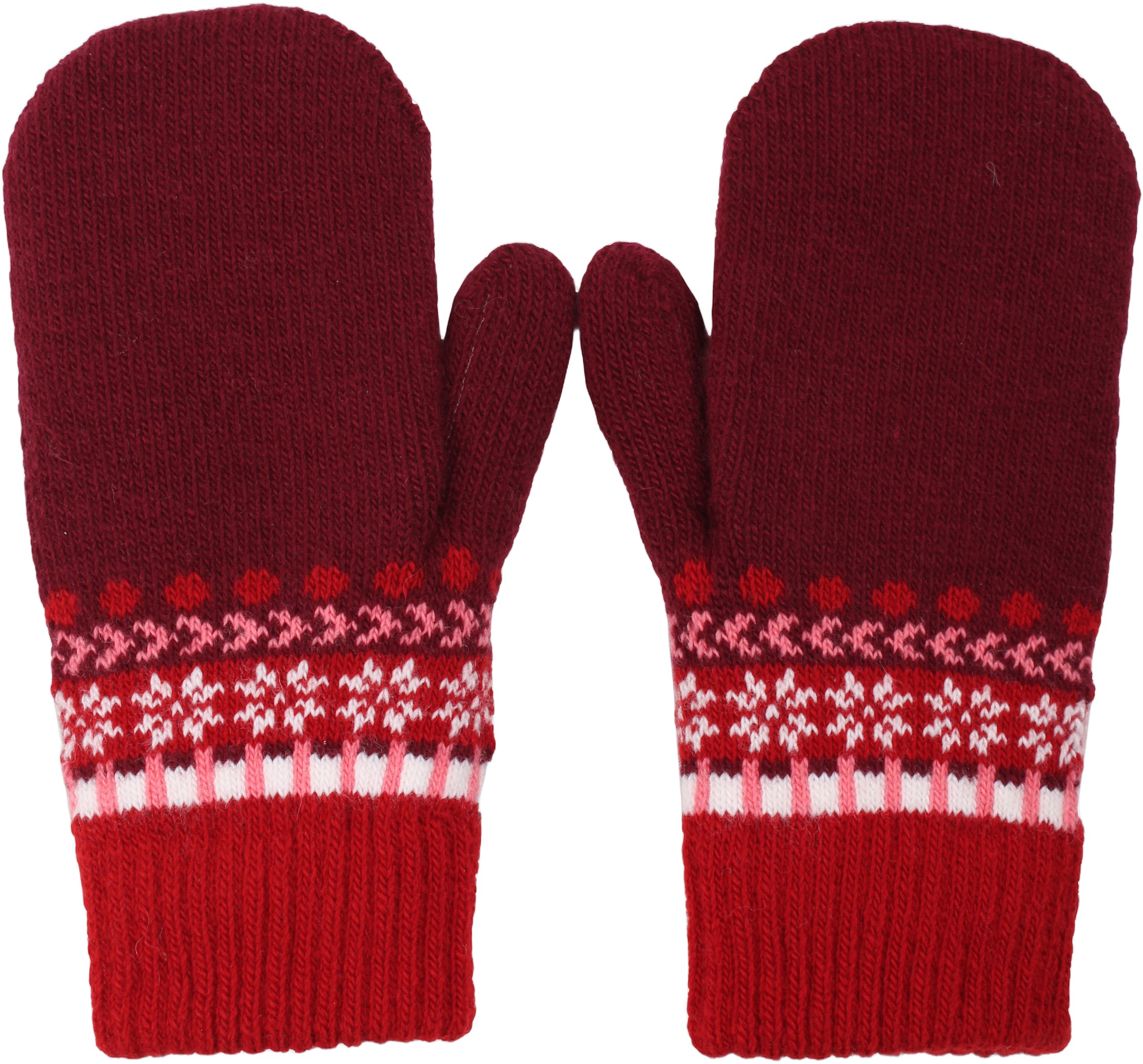Danewalnut Mittens Dk Bordeaux Jaquard