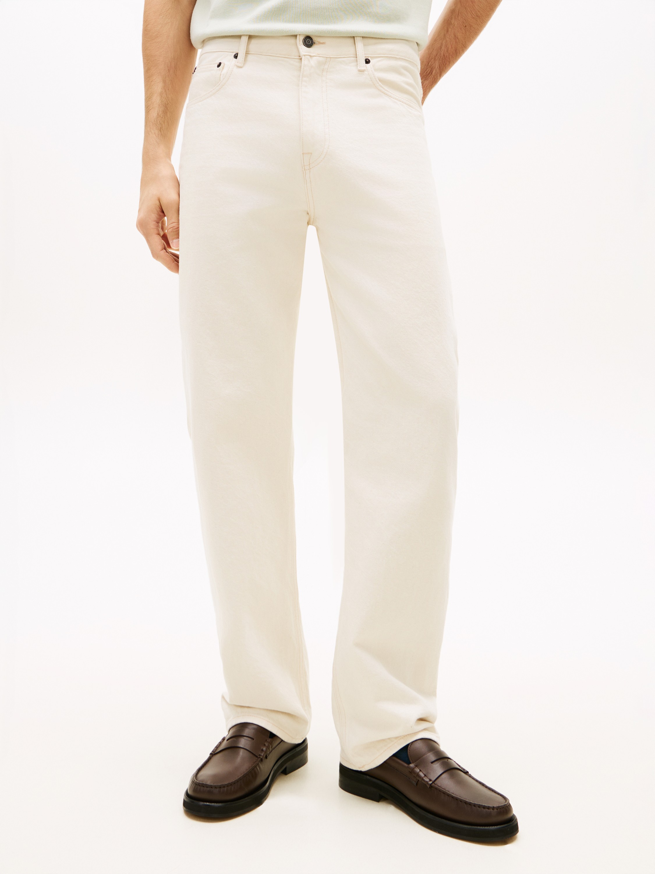 Washed Relaxed White Jeans