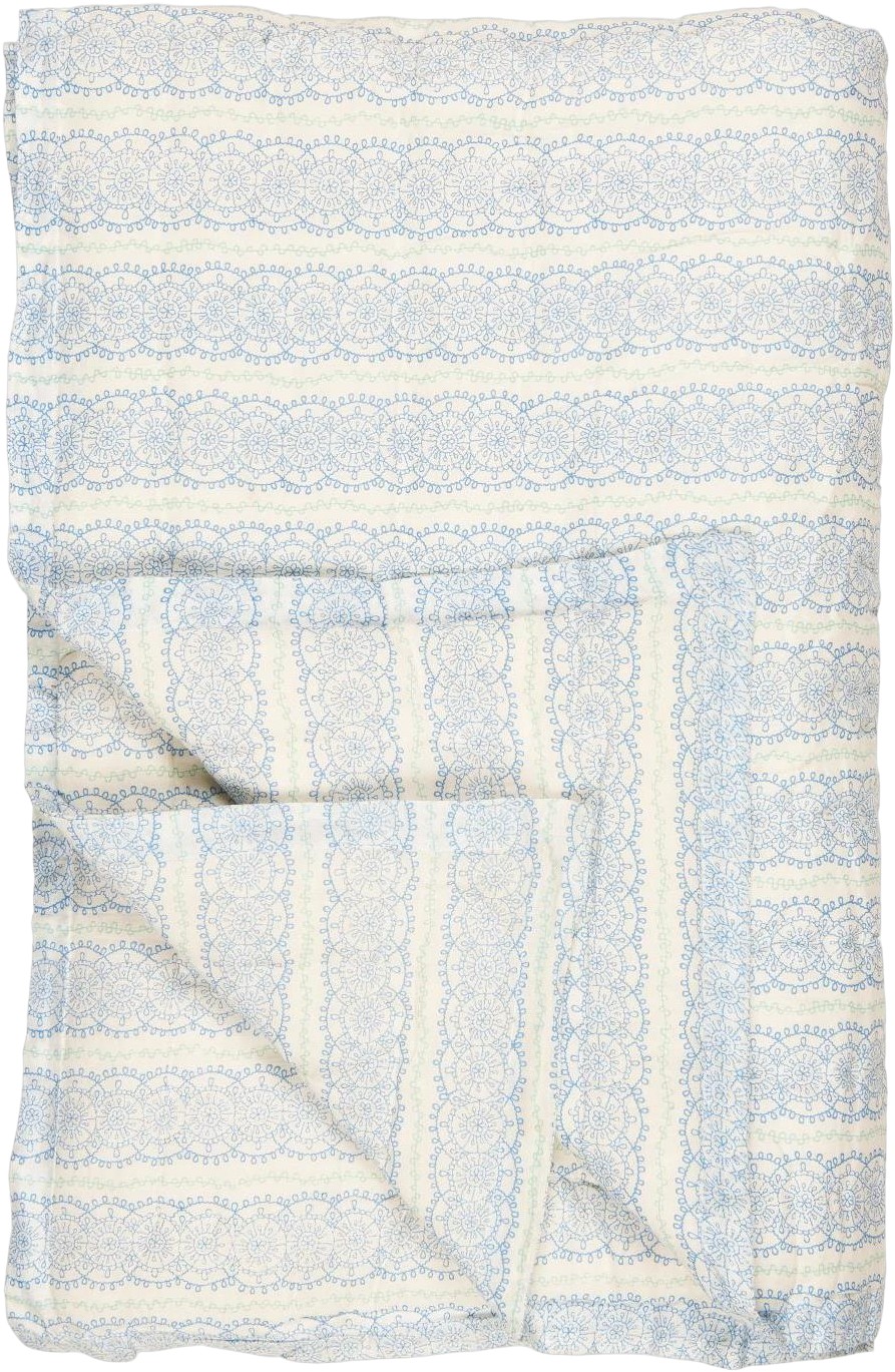 Quilt Anne BlÃ¥t CirkelmÃ¸nster og GrÃ¸nne Blade