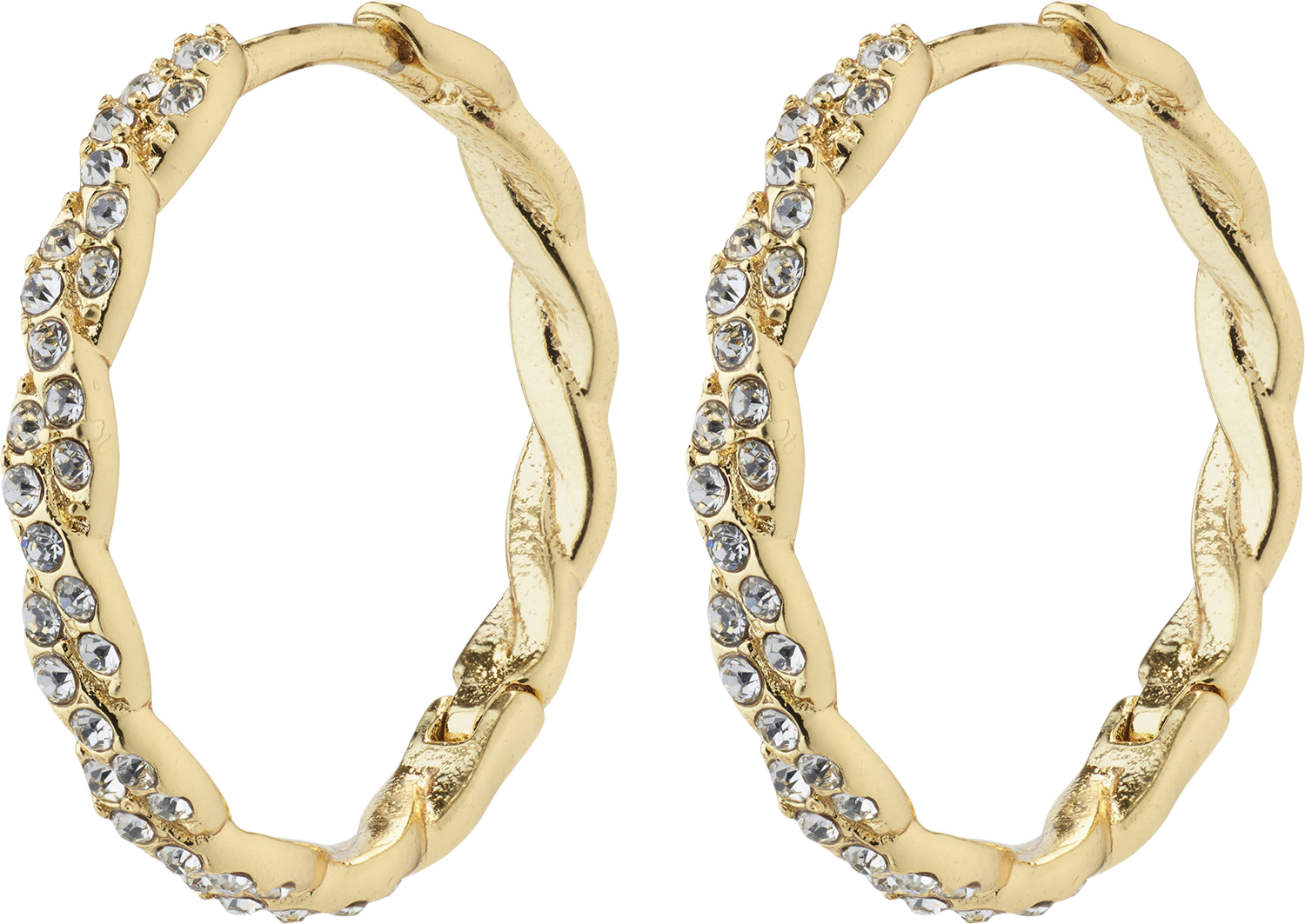 EZO Twirled Crystal Hoops Goldplated
