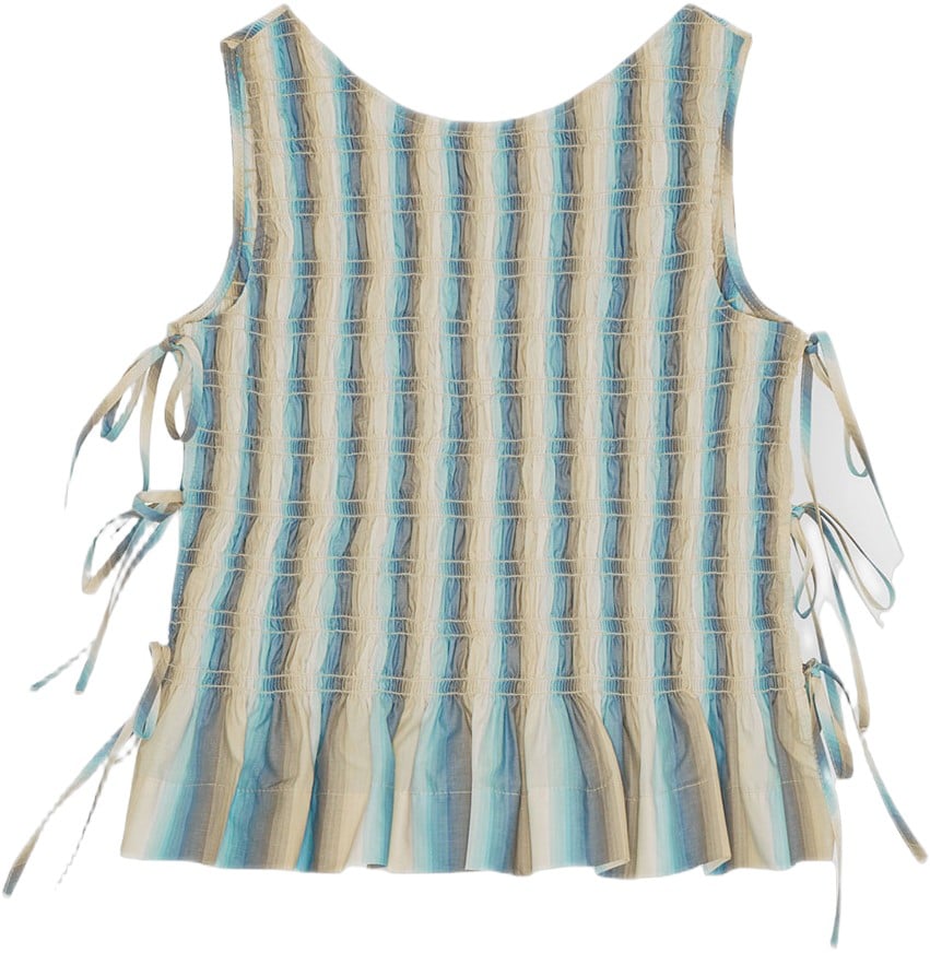 Ombre Stripe Smock Tie String Top
