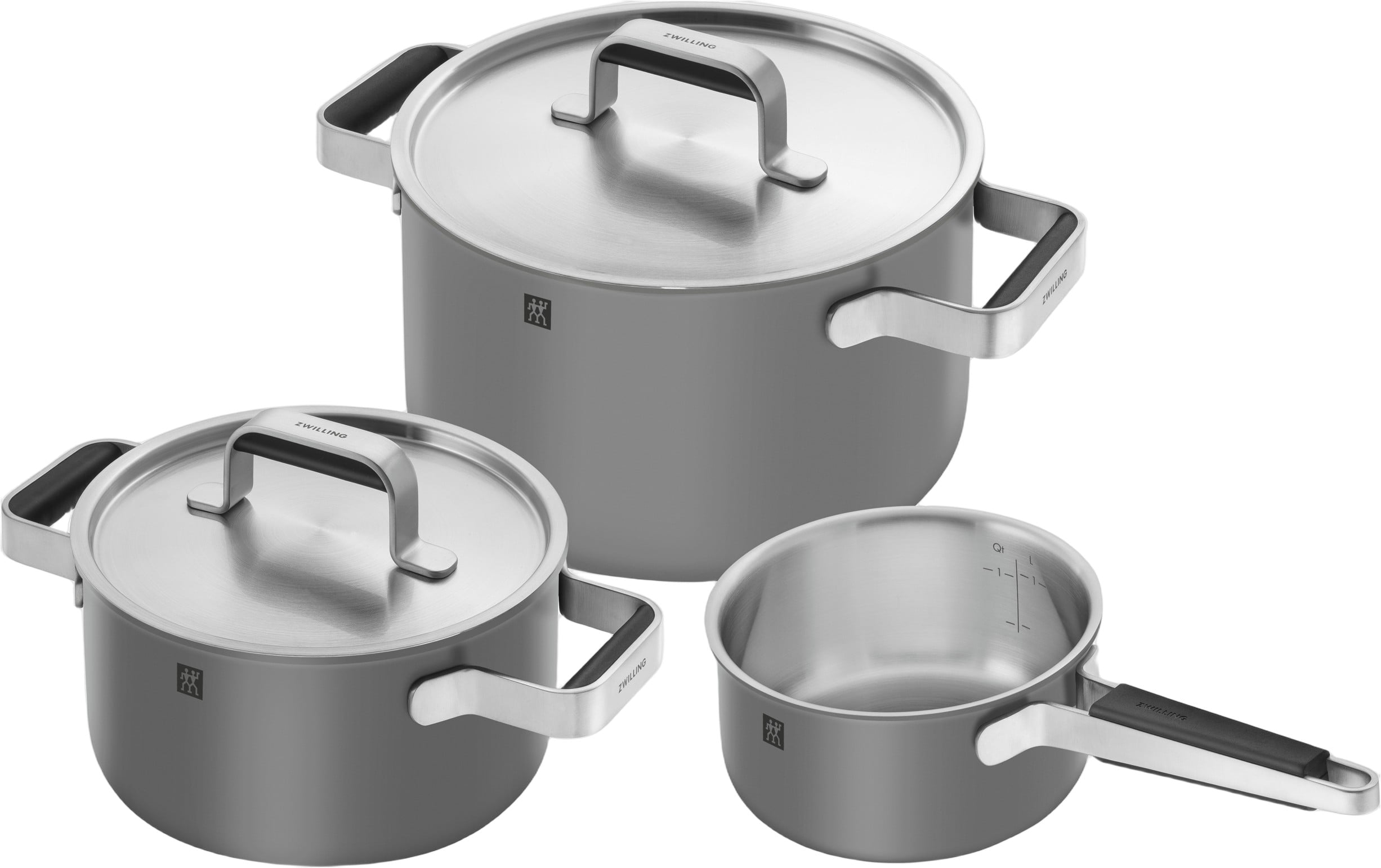 Gryde og PandesÃ¦t, 3-dele, 18/10 Rustfrit StÃ¥l