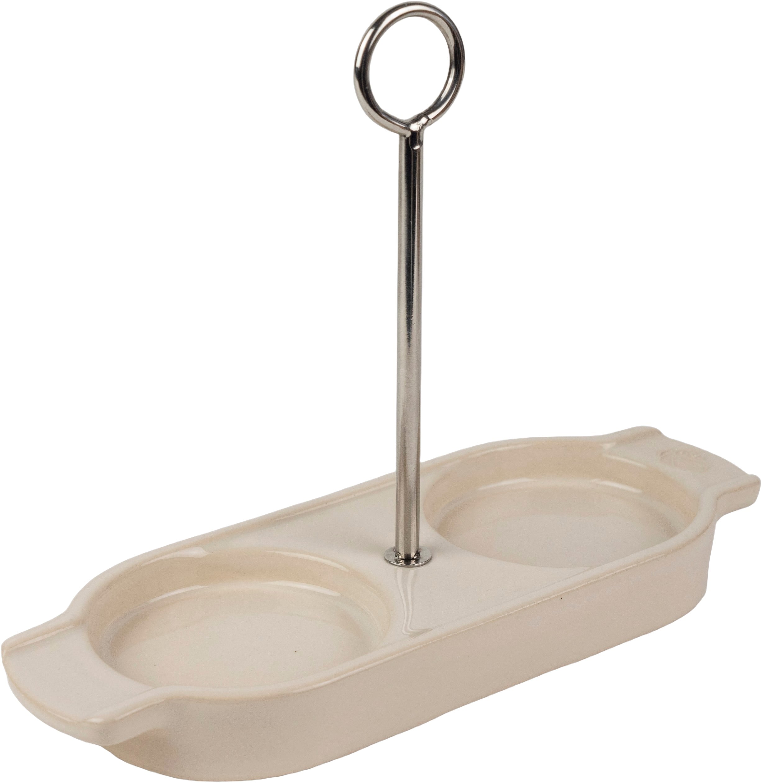 Linea Keramisk Bakke med Håndtag, Cremehvid