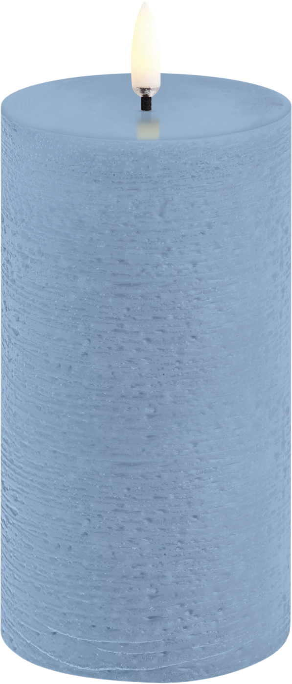 LED Pillar Candle, Sky Blue, Rustic, 7,8x15,2 cm - Køb til DKK 159 - Spar 20%