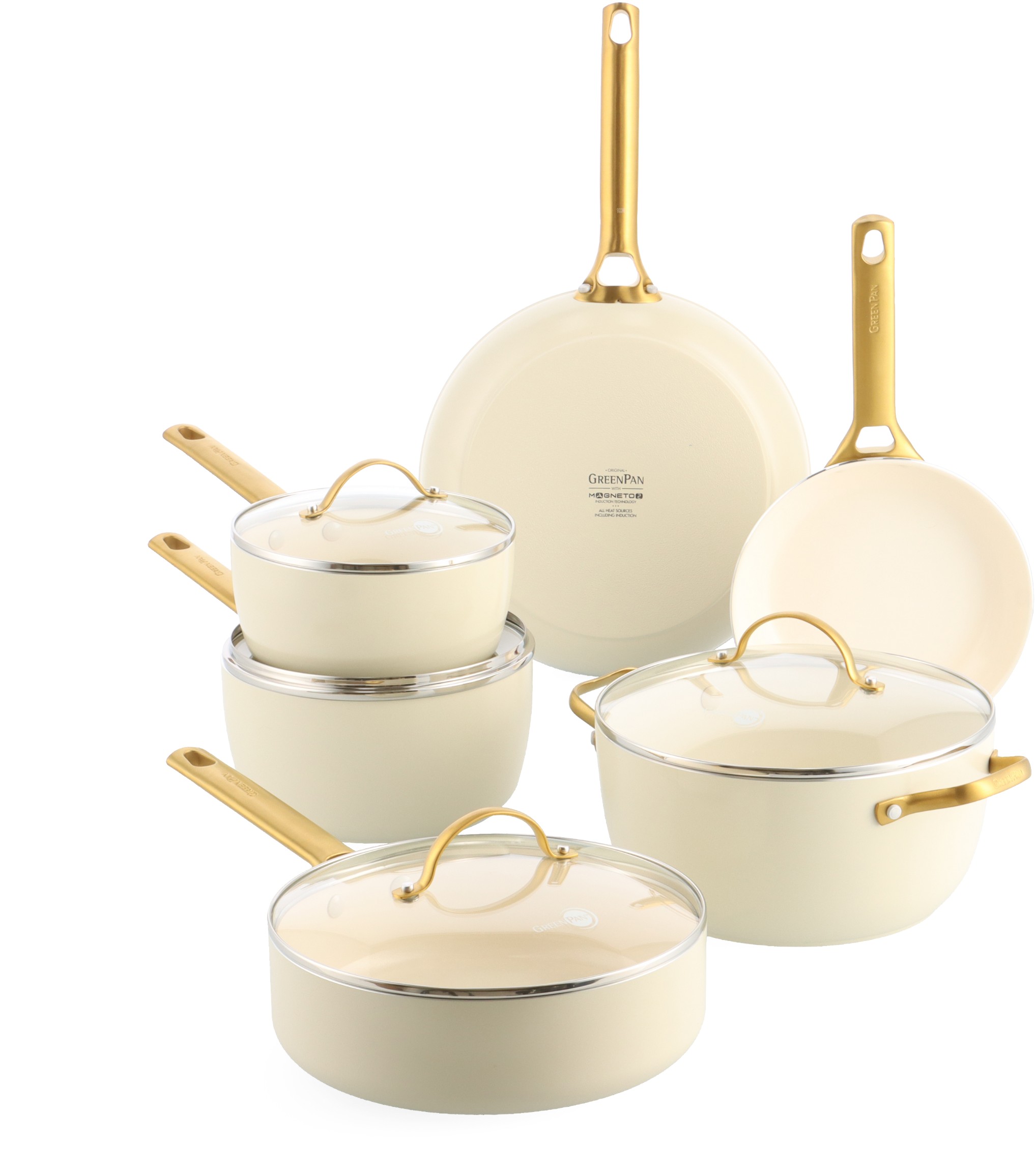 Greepan Padova Cookware set 610pcs Cream White