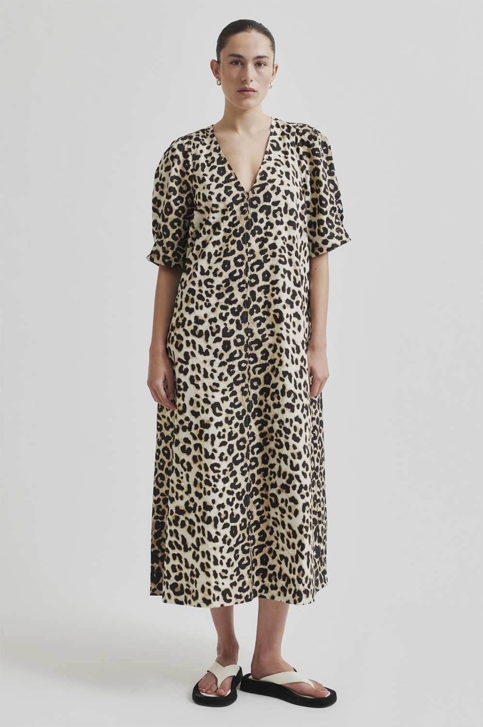 Leoa Poplin Leopard Maxi Kjole