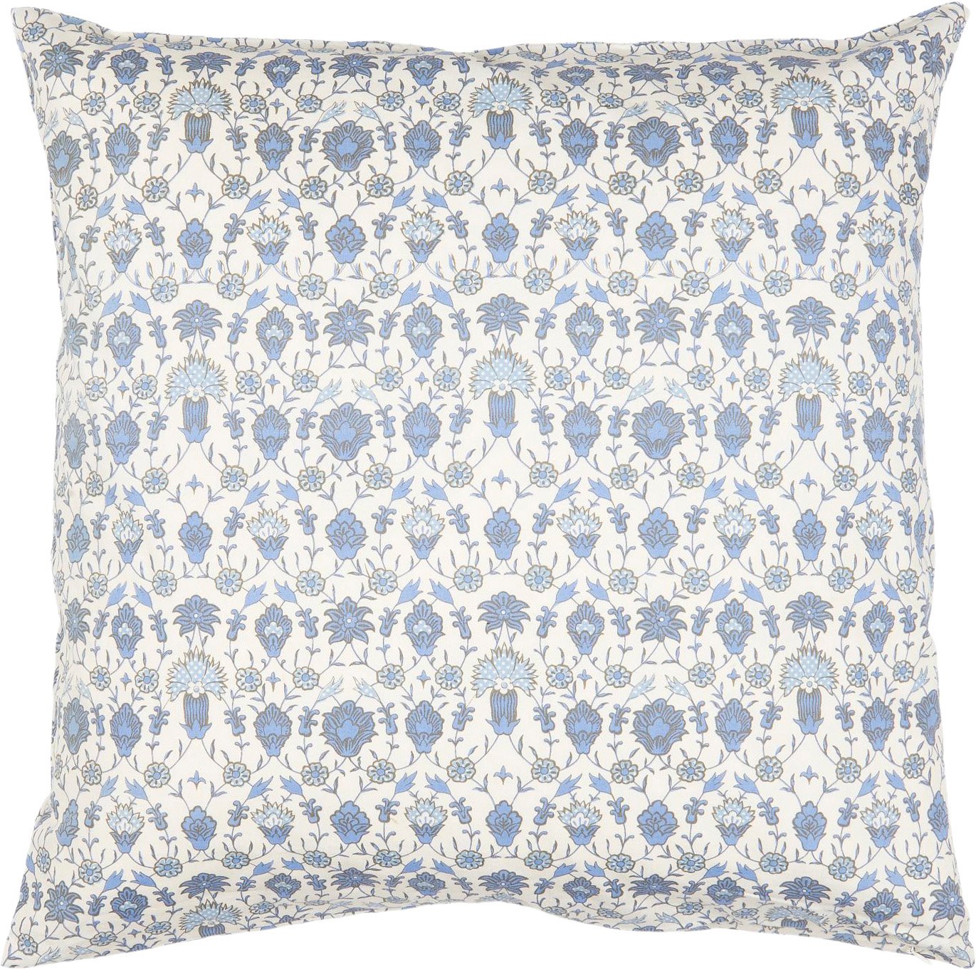 Pude Angela Naturfarvet M/blåt Mønster