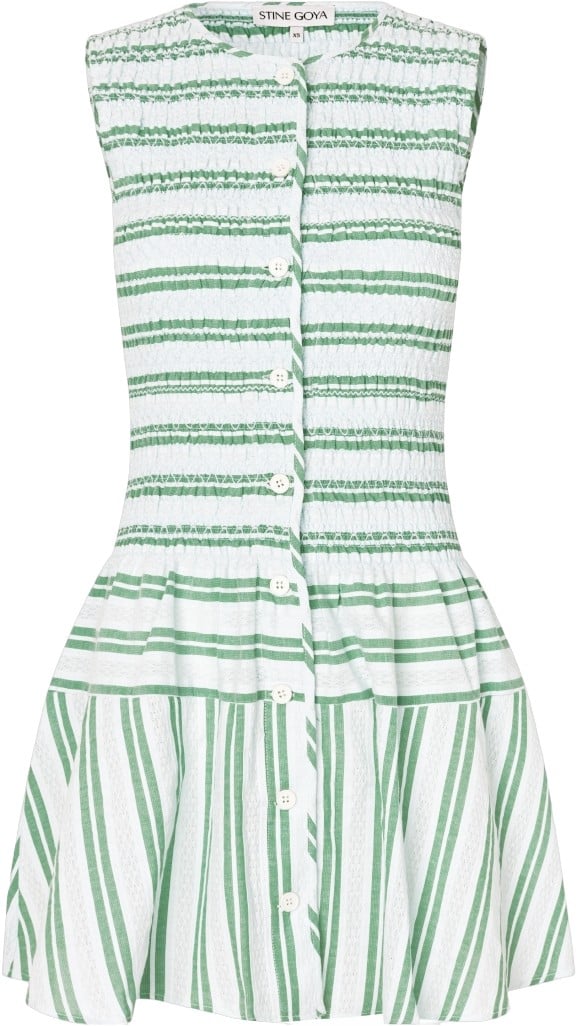 2367 Smocked Cotton, Sleeveless Smocked Short Dress