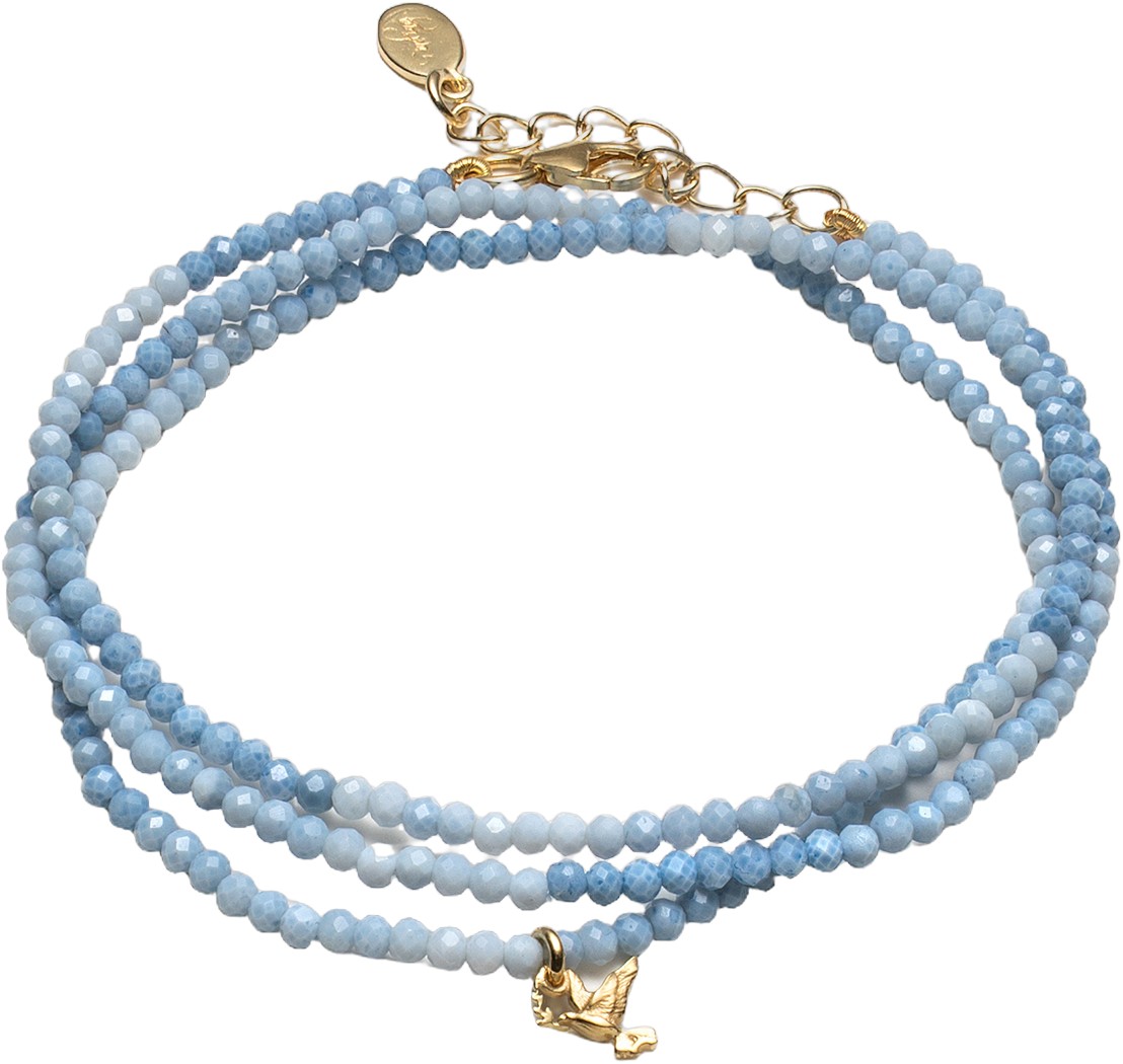 Peace Blue Wrap Pearl Bracelet and Necklace