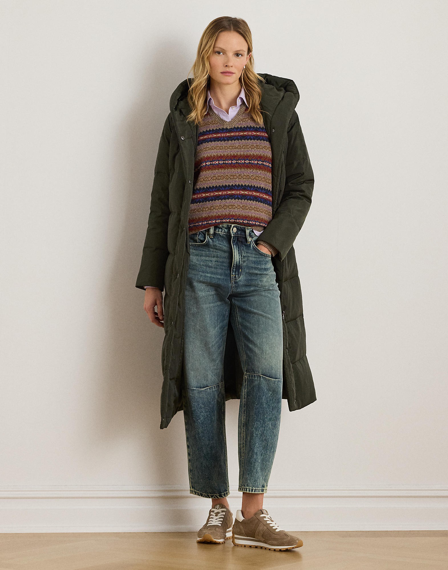 Hooded Channelquilted Down Puffer Coat