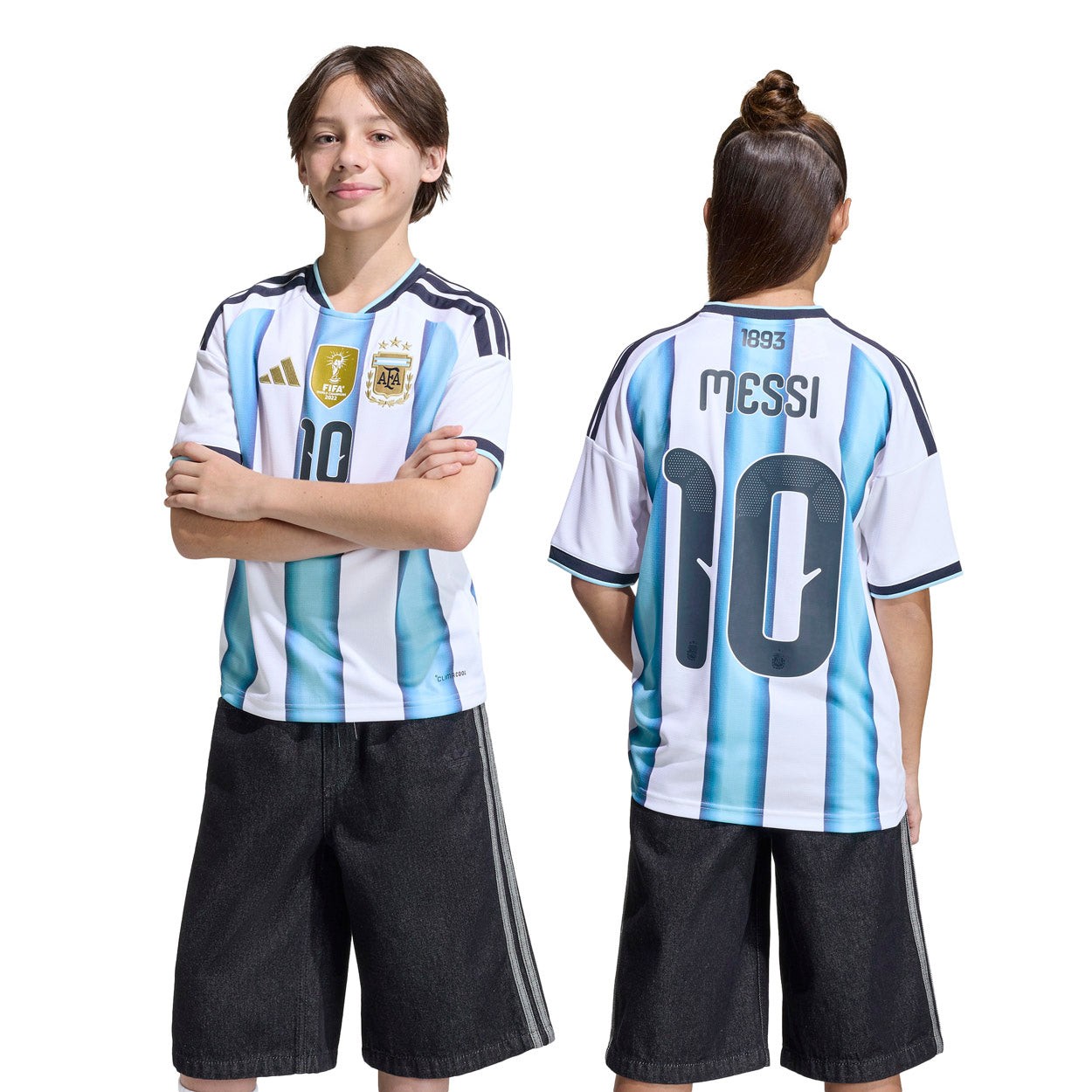 Argentina 26/27 med Messi Tryk Børn Hjemmebanetrøje