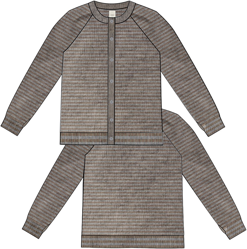 Gry L/S Striped Cardigan Lambswool Knit