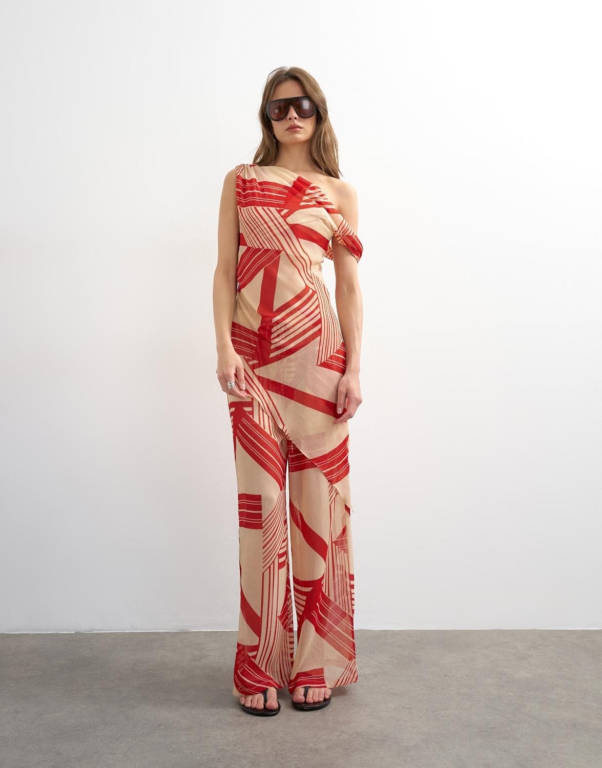 Tsnoel Sheer Stripe OFF Shoulder TO