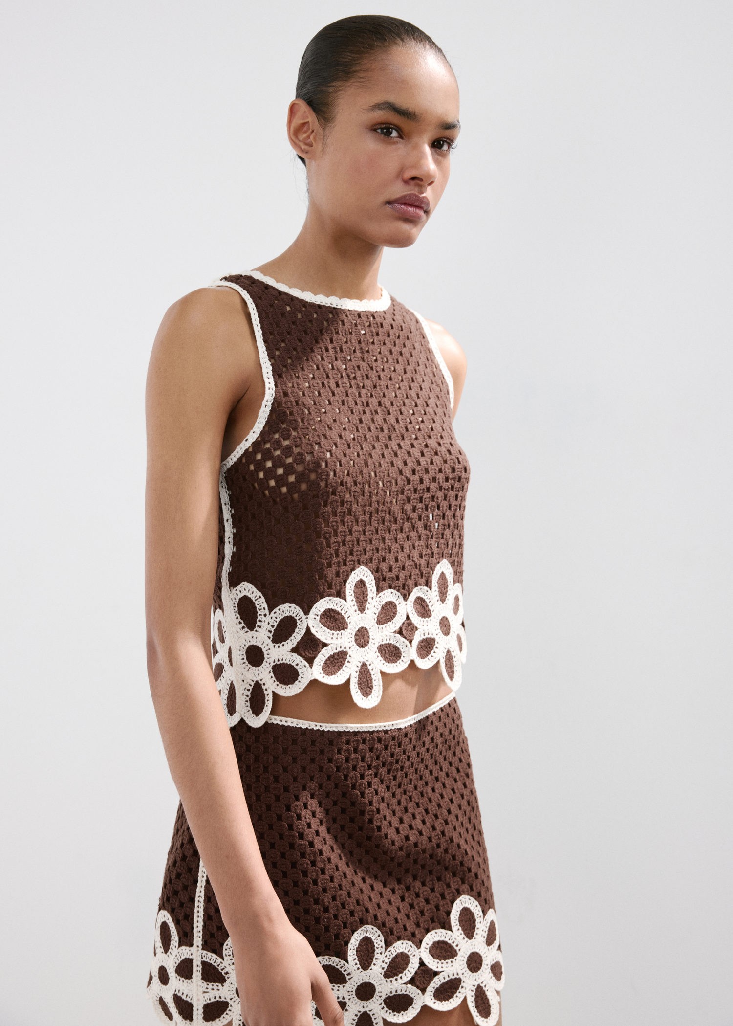 Floralembroidered Crochet top