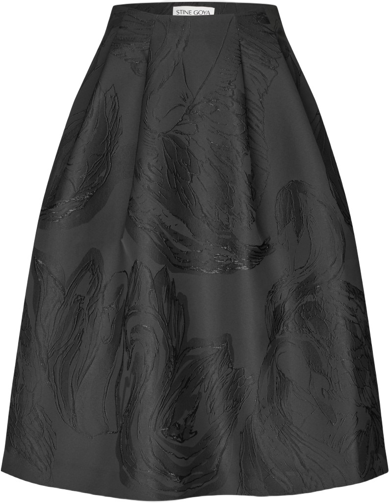 2269 Woven Jacquard, Voluminous Midi Skirt