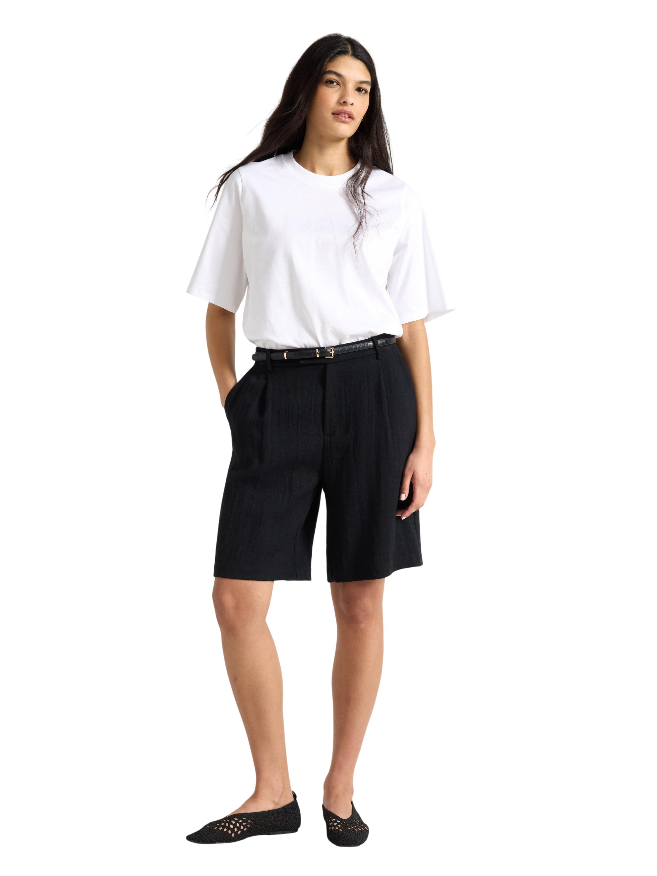 Shorts med høy Midje og Plisseringe